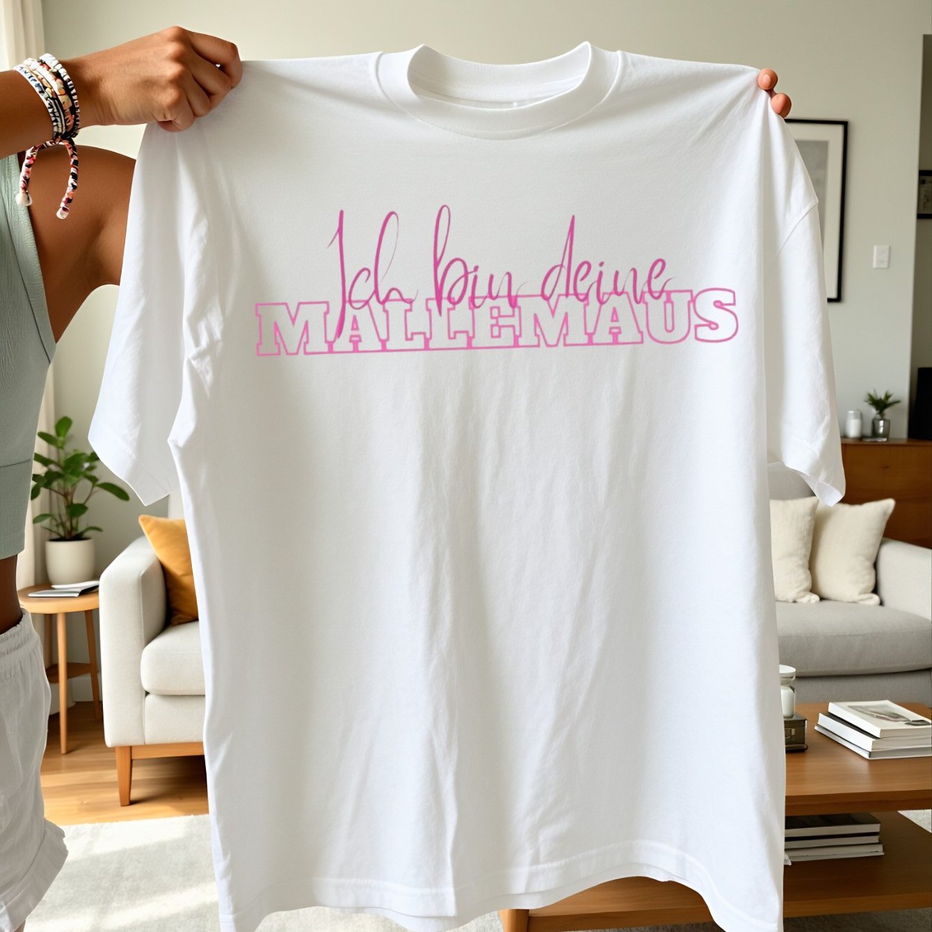 Men's T-shirts Ich Bin Deine Mallemaus Graphic T-shirt Pink Script Party Quote White Tee For