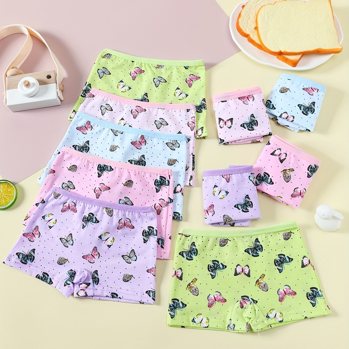 10 Pairs Of Cute Full Comfortable Breathable Girls Boxer Briefs