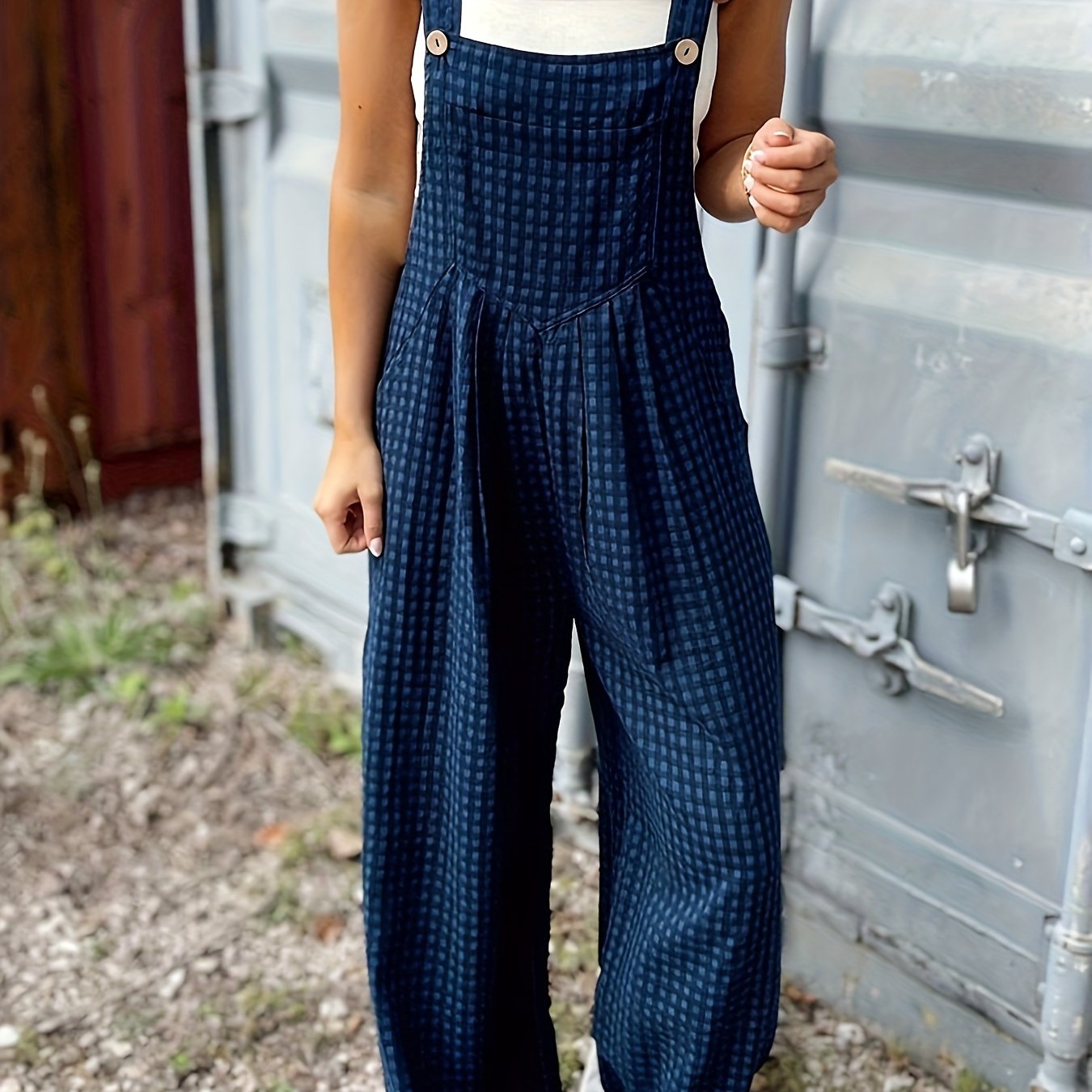 E-shop Lässige Damen Latzhose mit Karomuster