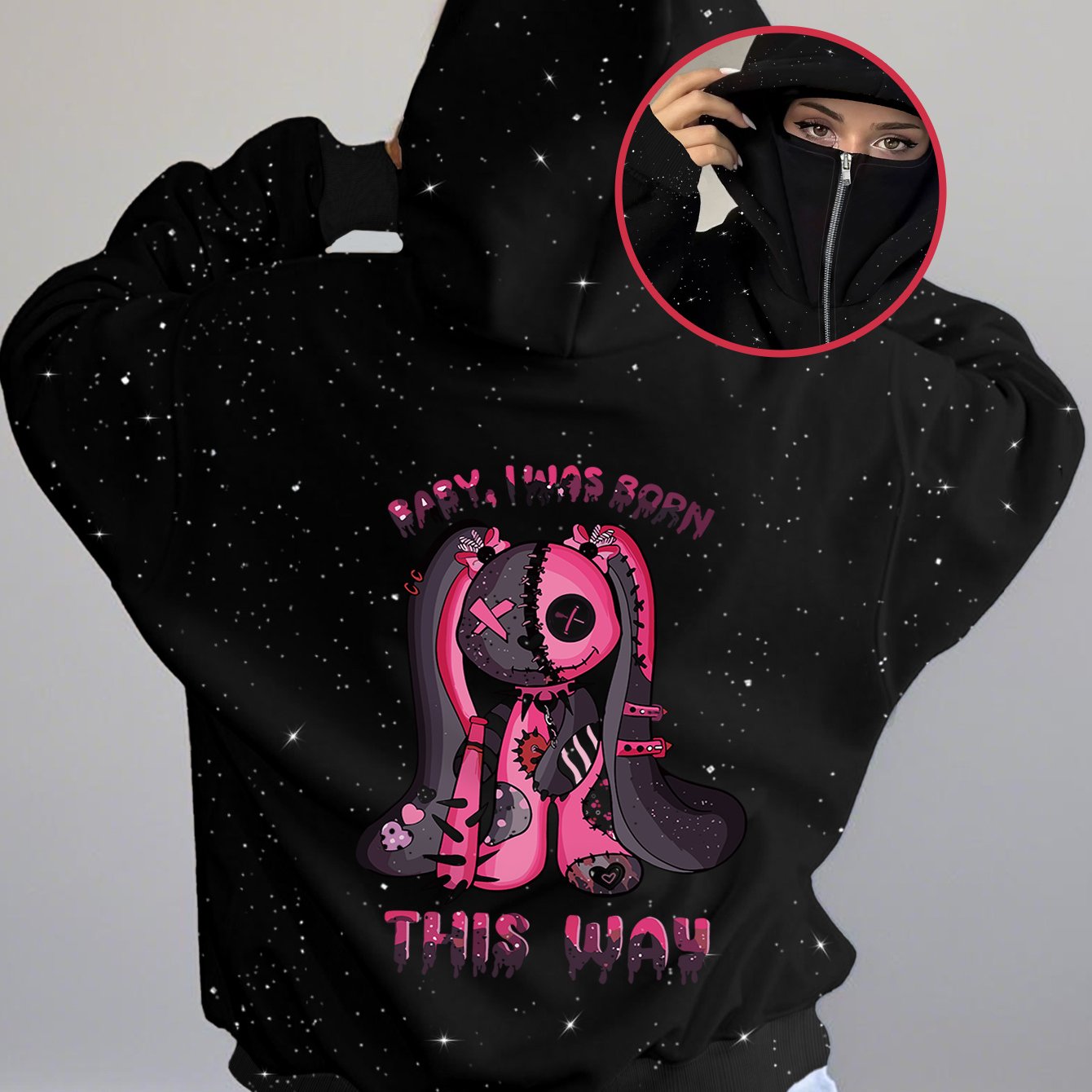 TEMU Veste à double capuche Barak argentée à paillettes pour femmes, veste imprimée tendance, veste à double capuche essentielle pour et l'hiver