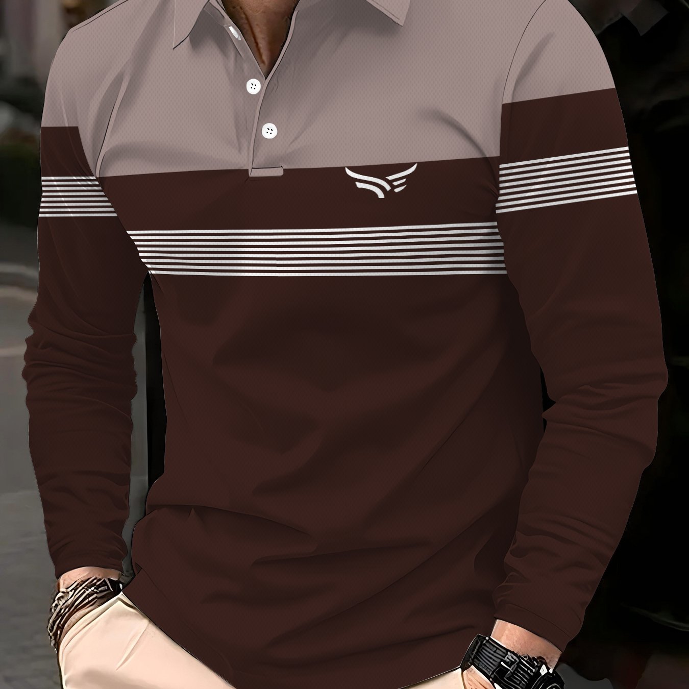 TEMU Men's Round Neck Long Sleeve , Quick-dry Breathable Fabric, Color- Stripes, Regular Fit, Lightweight Comfortable, Suitable For Casual Attire
