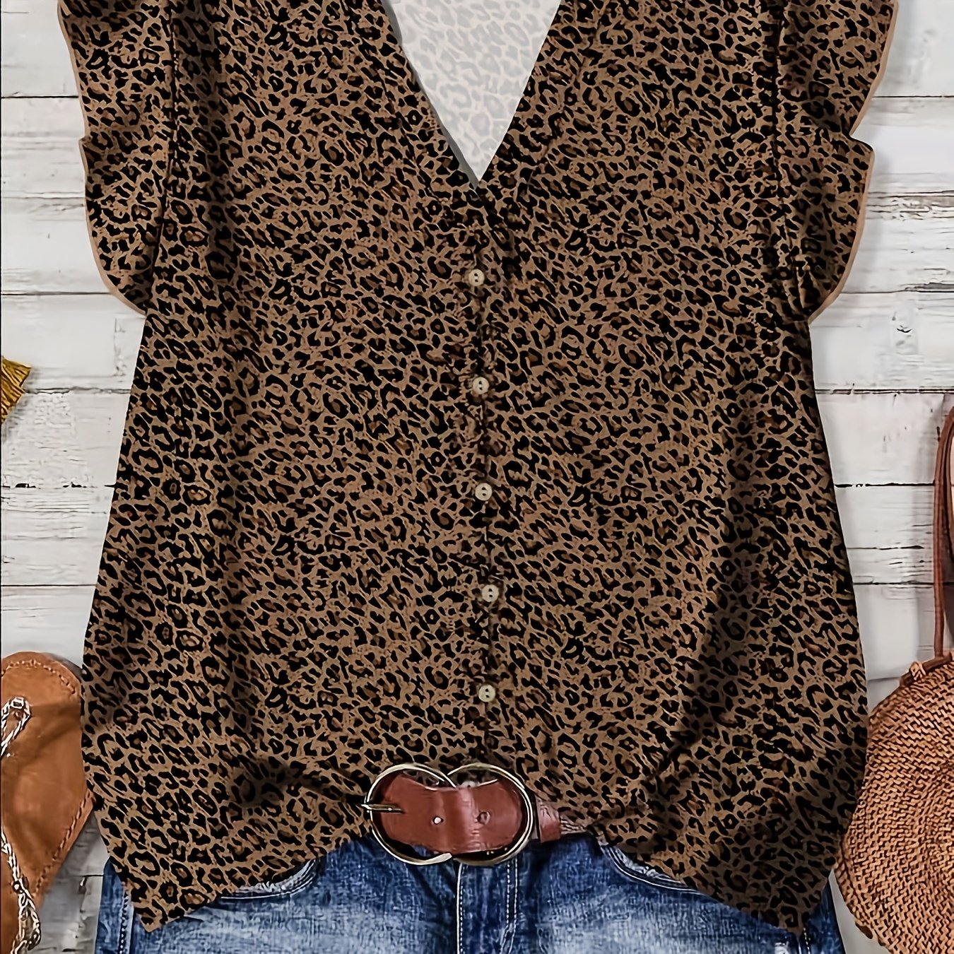 E-shop Elegante Damen-Bluse in Übergröße mit V-Ausschnitt kurzen Ärmeln – Nicht dehnbar, geeignet für Sommerblusen, maschinenwaschbare Bluse,