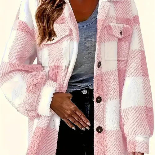 women long sleeve turn collar button closure casual jacket
