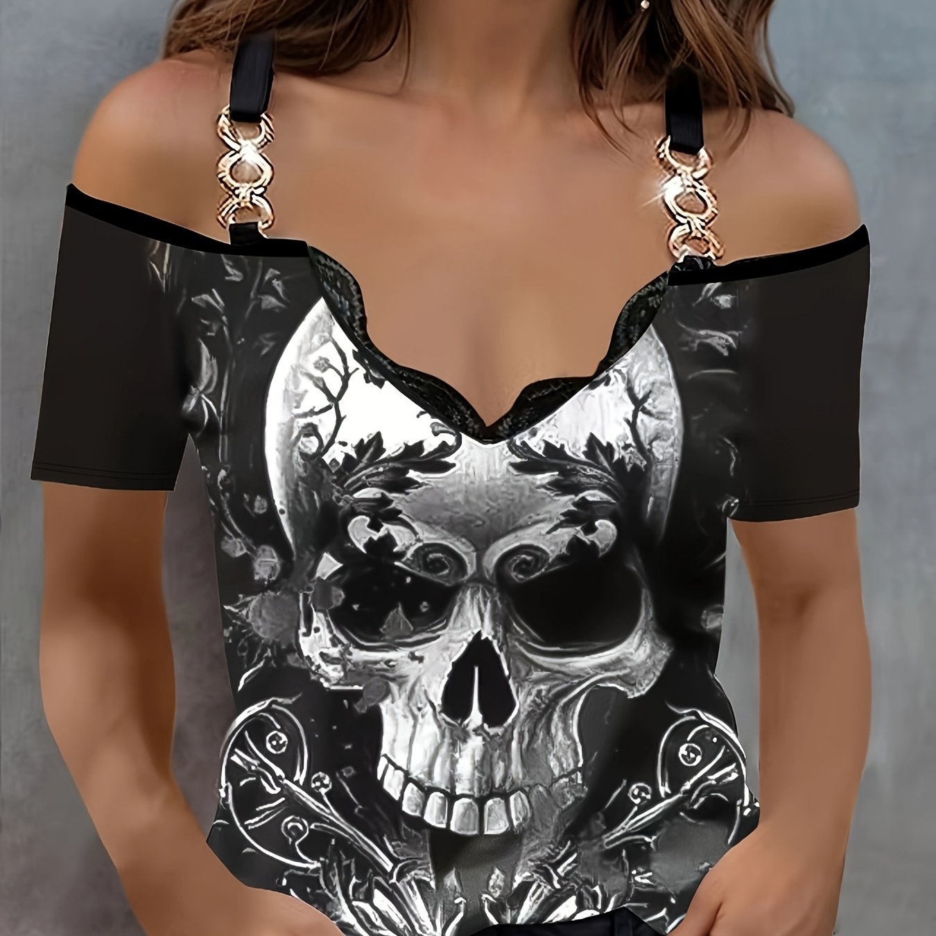 Lace-style Skull Tank Top For Women's Fashion