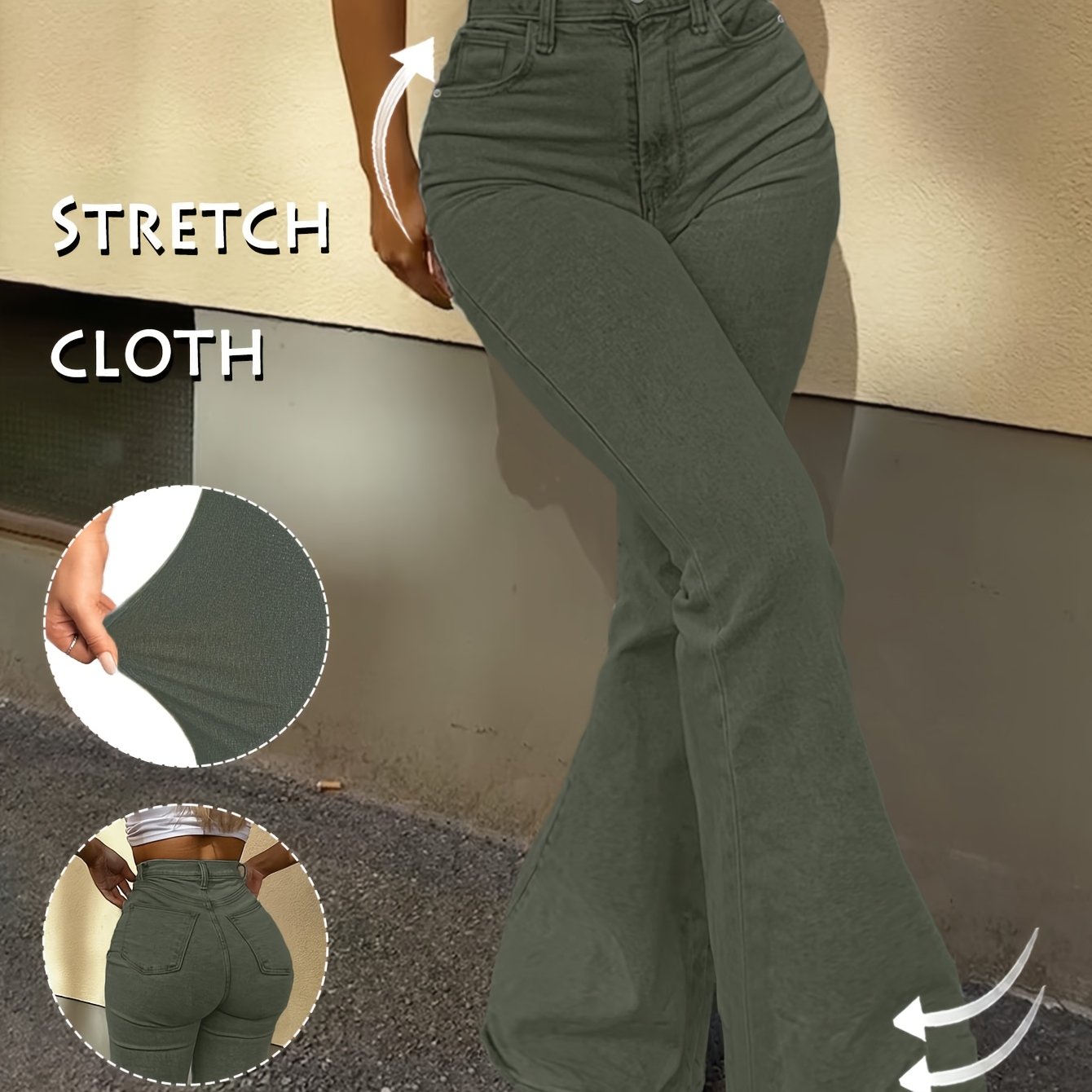 womens high elastic wide bell trousers bell s - Temu Germany