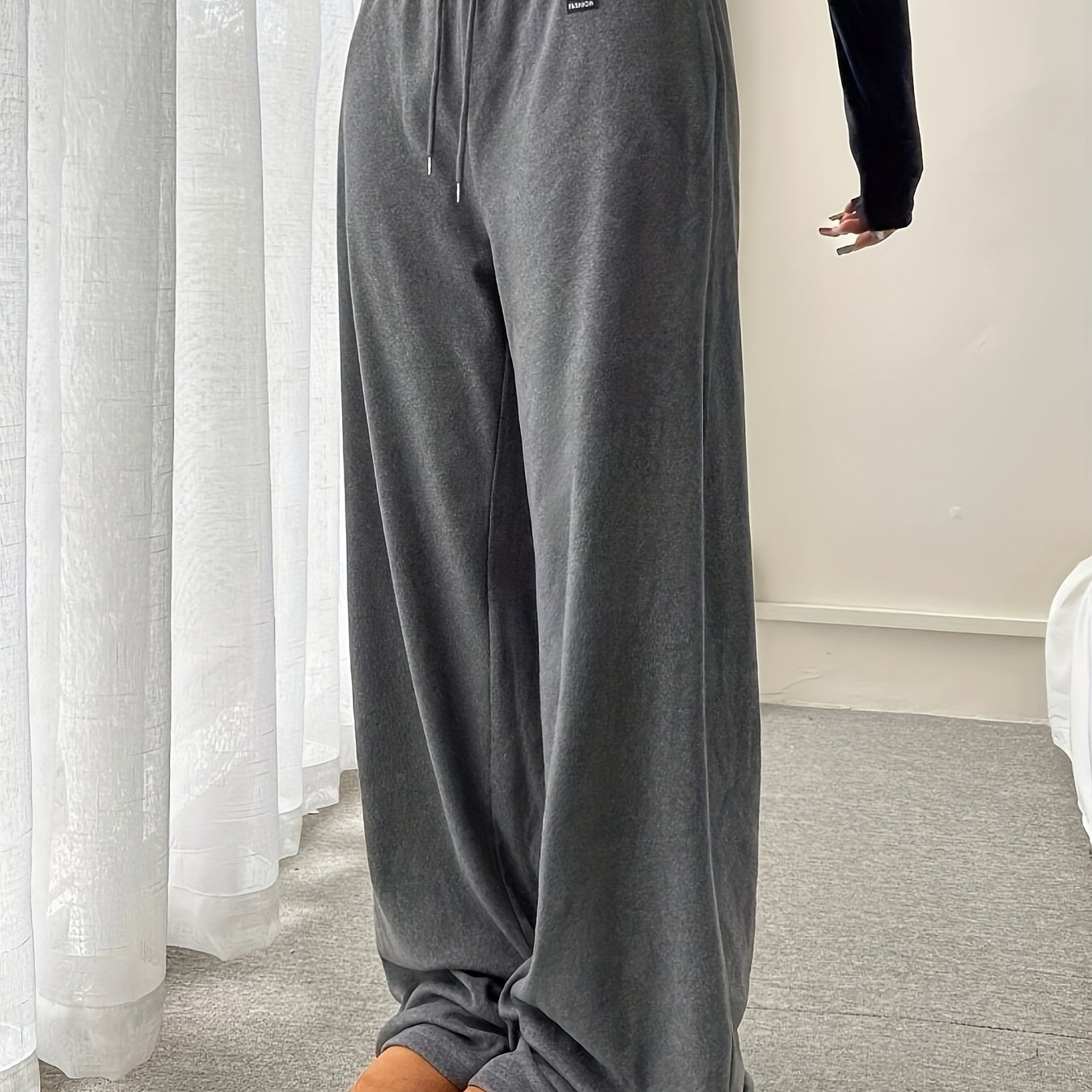 E-shop [25AW Trend] Damen Deutsche Samt Stoff Bequeme Lässige Hosen für Zuhause, Kordelzug mit , Herbst Winter Stil Hosen