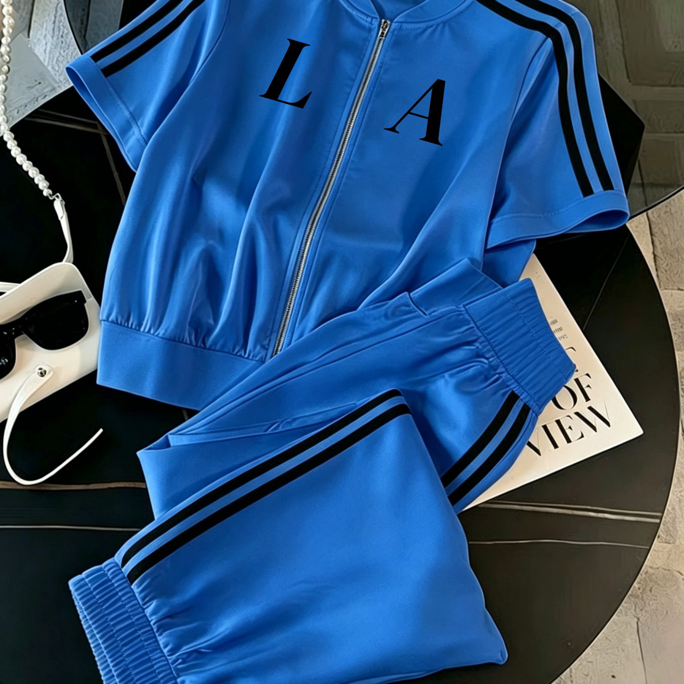 Image of Two-piece Set: Men's Casual Sportswear (short-sleeve Jacket And Trousers) - Ideal For Outdoor Golf And Everyday Wear - Multiple Colors