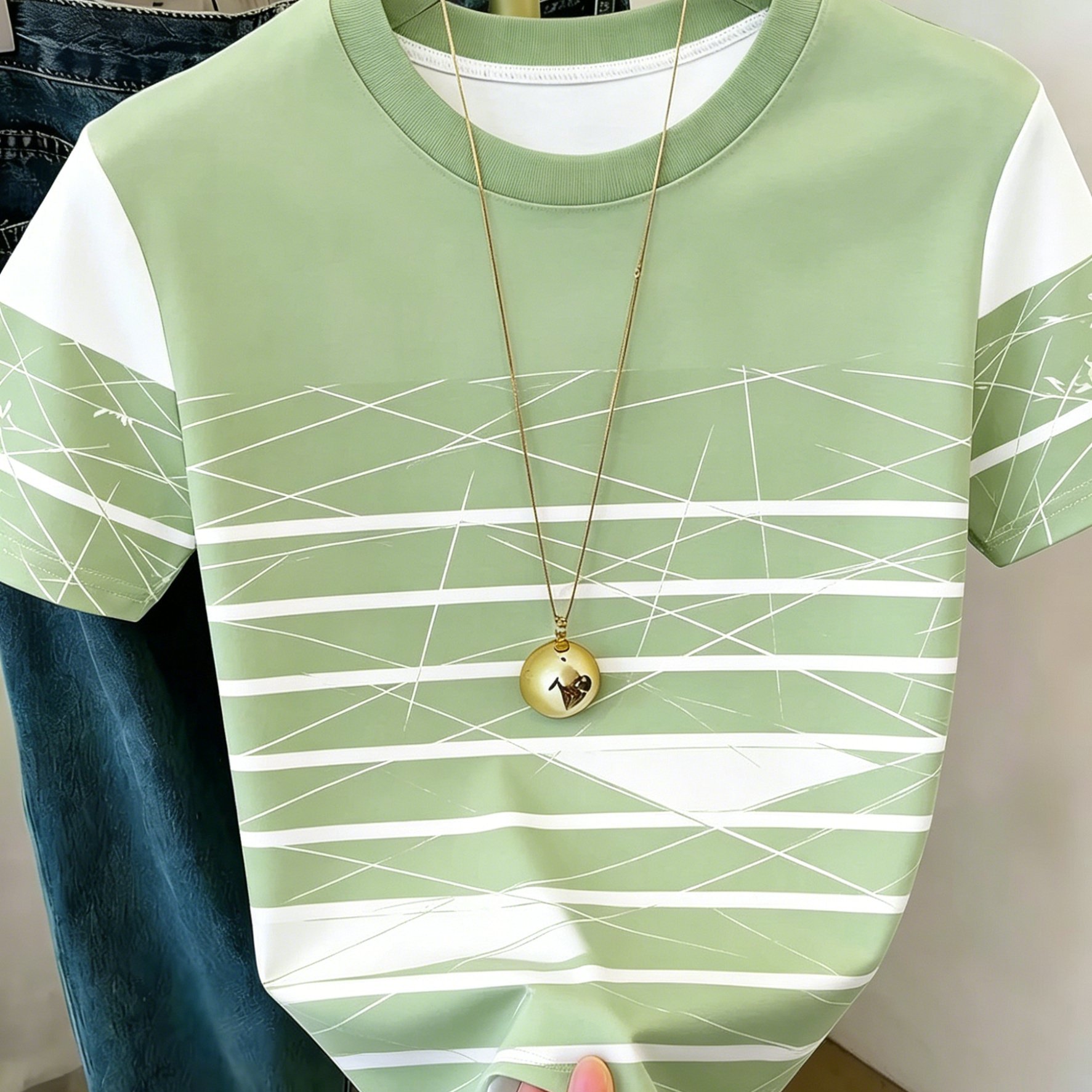 TEMU [Diseño de Impresión – No ] Camiseta de Mujer, Camiseta con Costuras de Matcha, Camiseta Casual de Moda Versátil con Manga Corta y Cuello ,