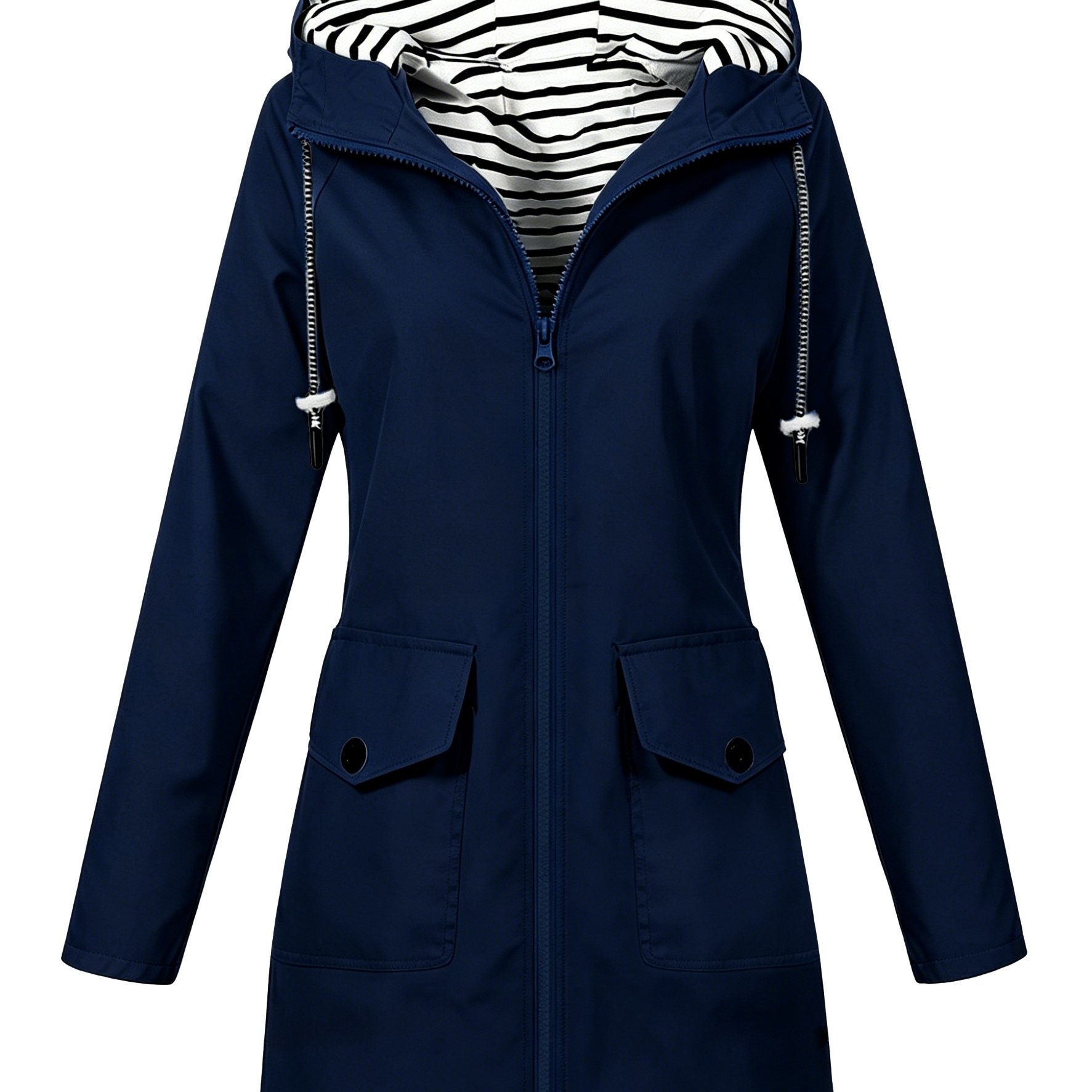 TEMU Women's Hooded Outdoor Casual Mid-length Trench Coat