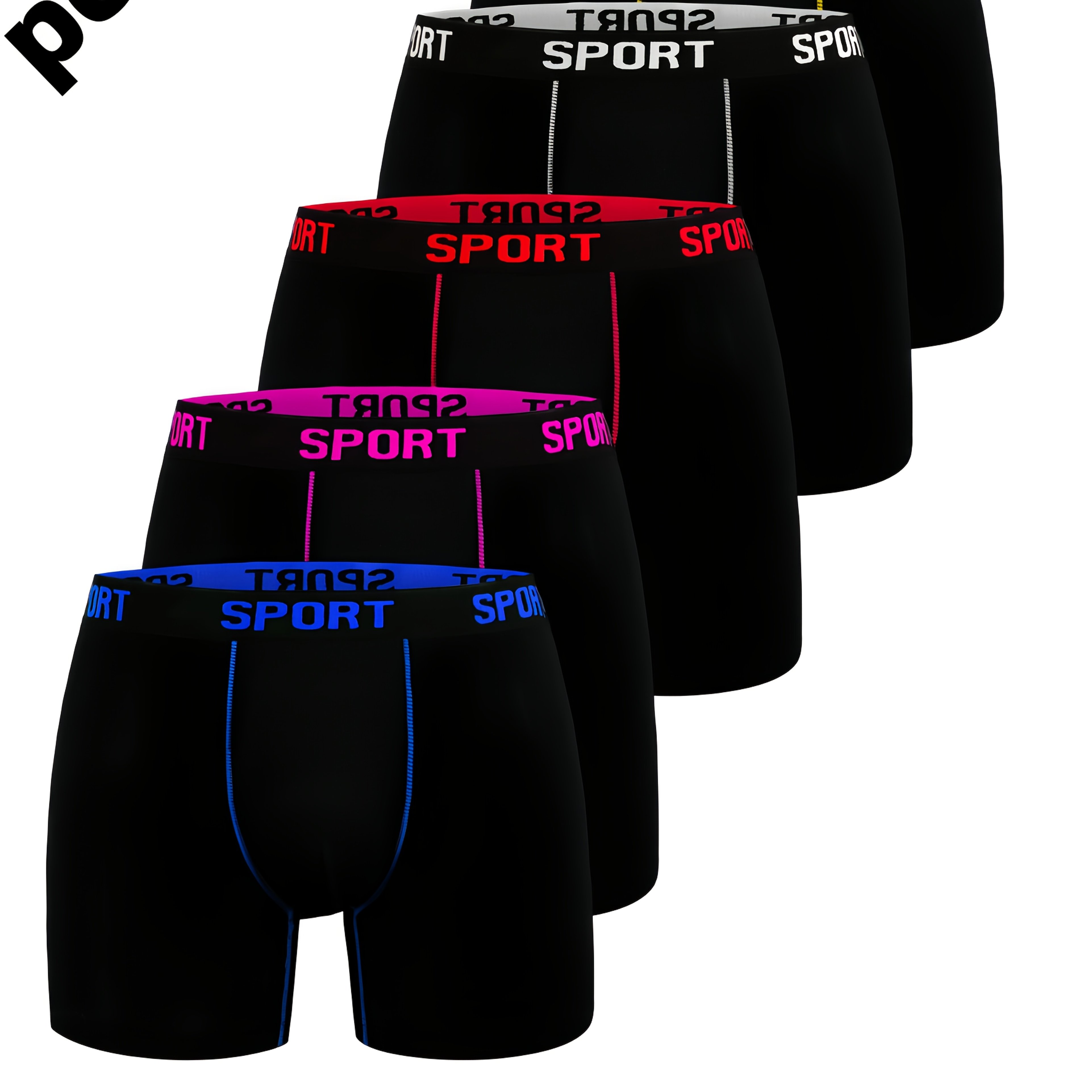 TEMU 5pcs Men's Comfortable Slim Shaping Underwear - Breathable, Elastic, Quick Drying, Elastic Waistband, Suitable For Spring Sports, Sports, And