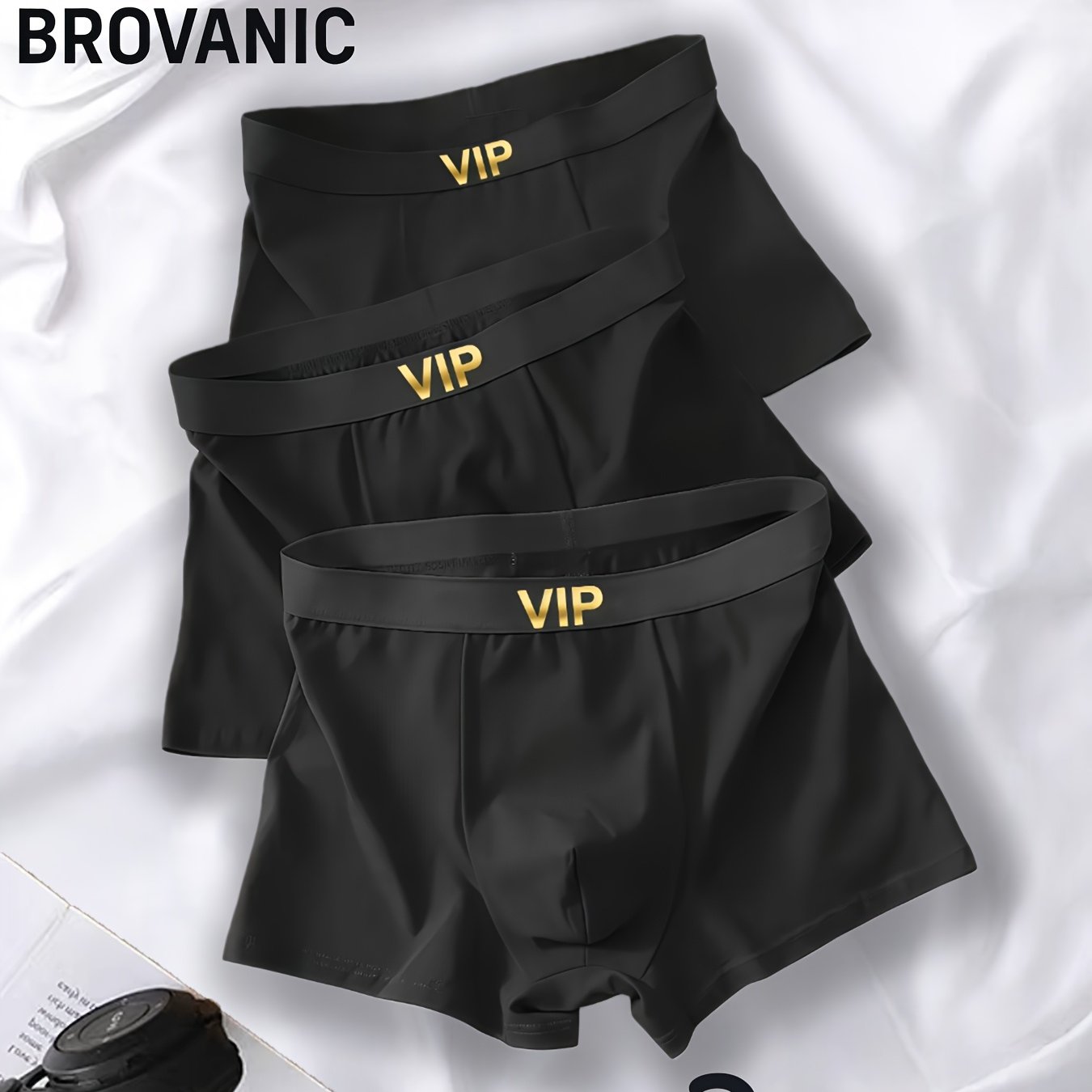 E-shop [BROVANIC] 3er-Pack Herren Slips, Einfarbige Unterwäsche, Buchstabenbund, Geeignet für und Freizeit, 3er-Pack Unterwäsche
