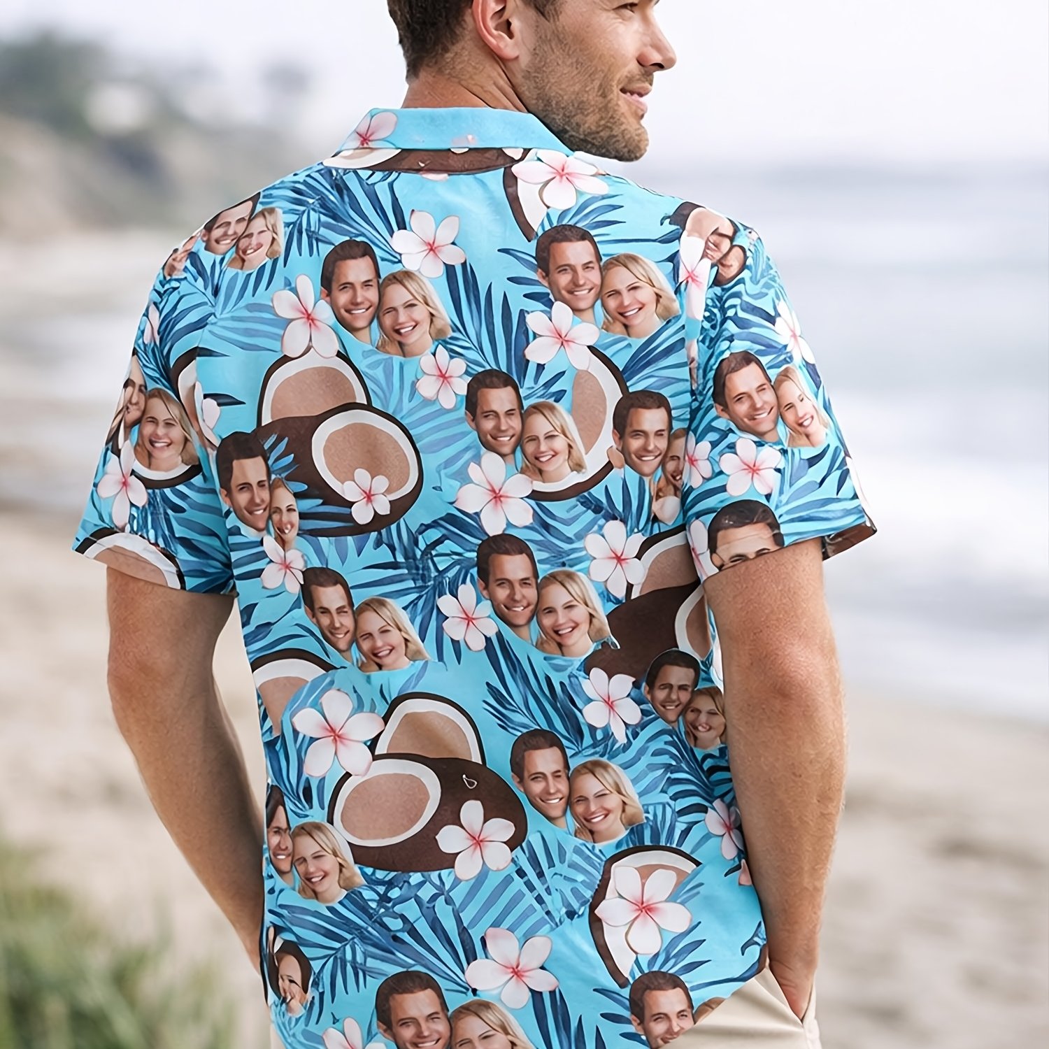 TEMU Latest Custom Men's Shirts For 2026, Personalized Short Sleeves With Large Head Designs, Style, Casual Wear, A Summer Essential, Lightweight And