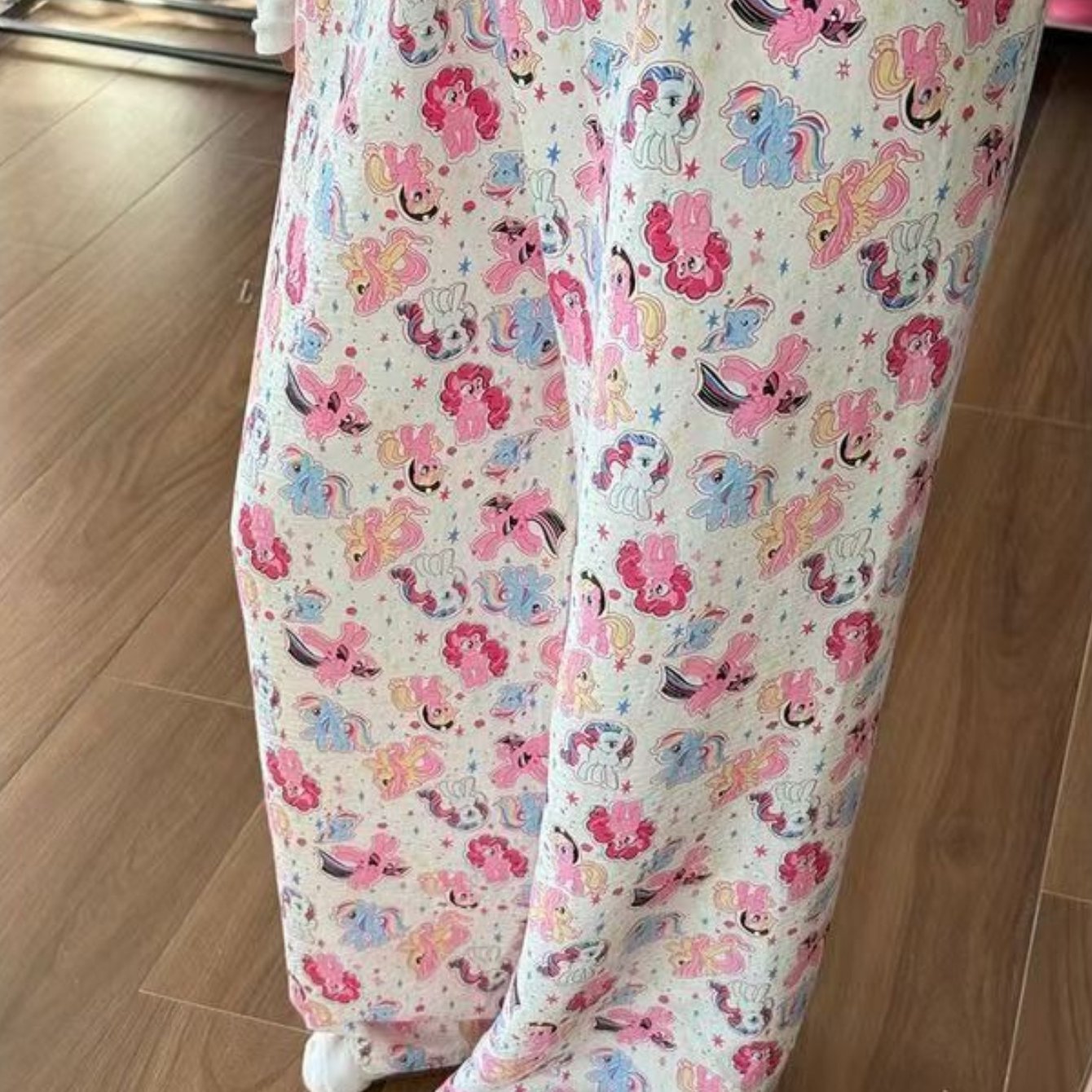 E-shop Modische niedliche Damen-Hosenhose mit My-Little-Pony-Muster, Sommer-Freizeithose, Polyestermaterial, modische niedliche Frühlings-