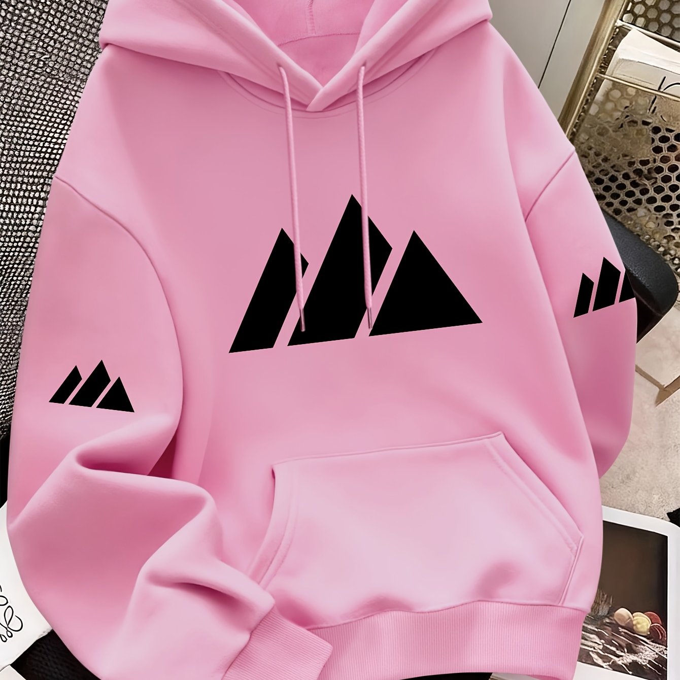 TEMU Sweat à capuche pour femme avec motif de chaînes de , veste de mode décontractée, haut de t-shirt de sport, mode décontractée d'extérieur,