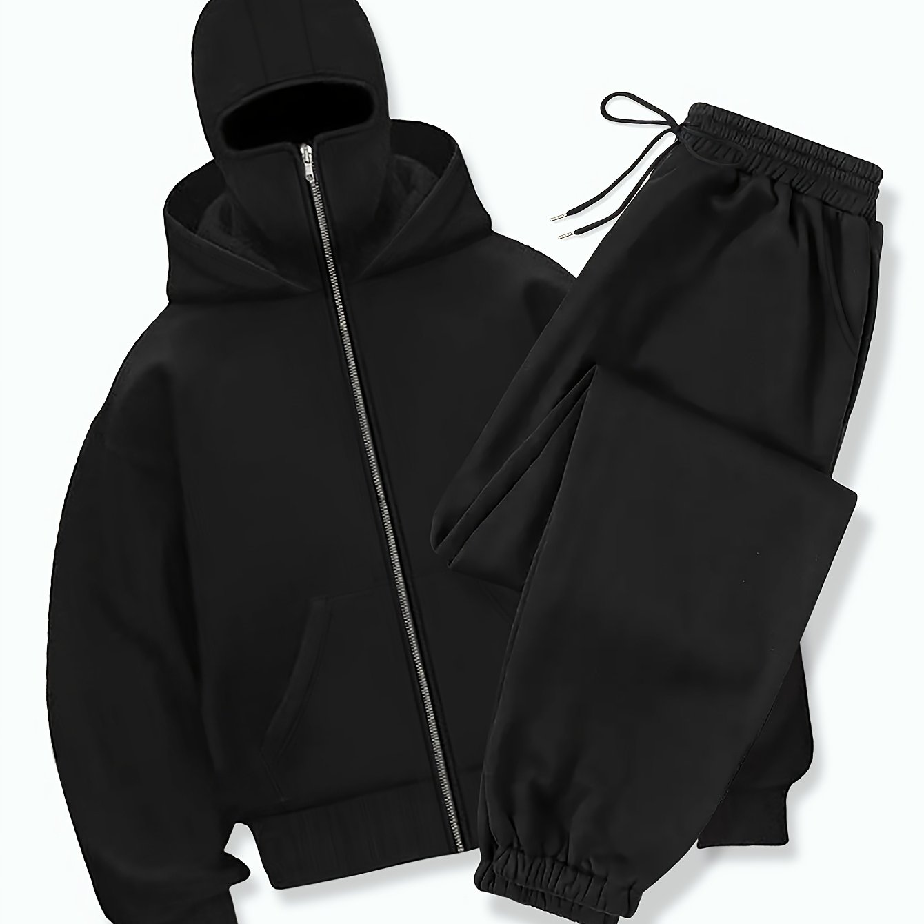 TEMU Women's Casual Double Hooded Sweatshirt With Zipper, Trendy Brooklyn Print S Hoodie And Jogger Set