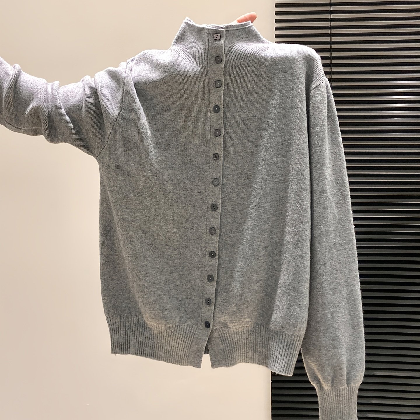 TEMU Cárdigan de estilo francés holgado y con cuello para mujer, suéter y para otoño e invierno, chaqueta superior de un solo pecho
