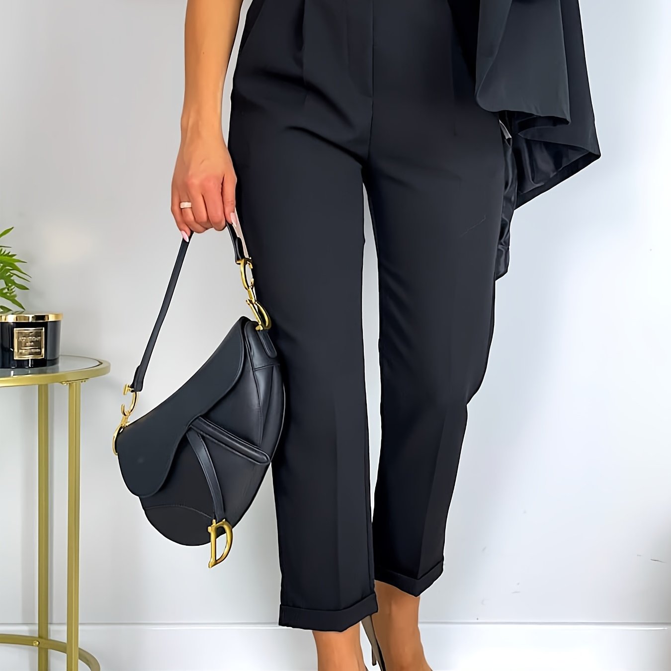 Image of Women's Fashion Commuter Chain Belt Waist-defining Long Trousers Yt