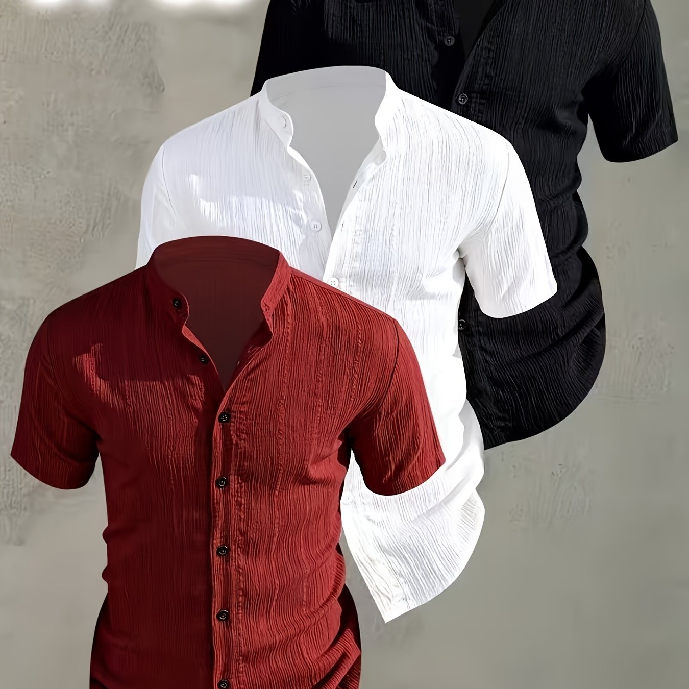 TEMU 3pcs Set New Summer Men's Casual Short Sleeve Shirts, Button-up Cardigans, Suitable For Beach Travel Vacation Sports Outdoors, Machine Washable