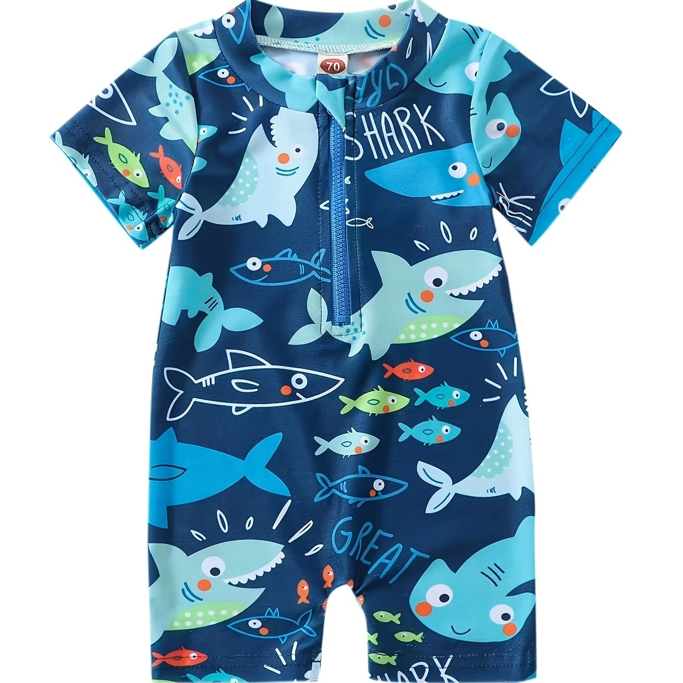 's Cute Printed Short Sleeve One-piece Swimsuit Sunscreen Beach Swimming Quick Drying Swimsuit