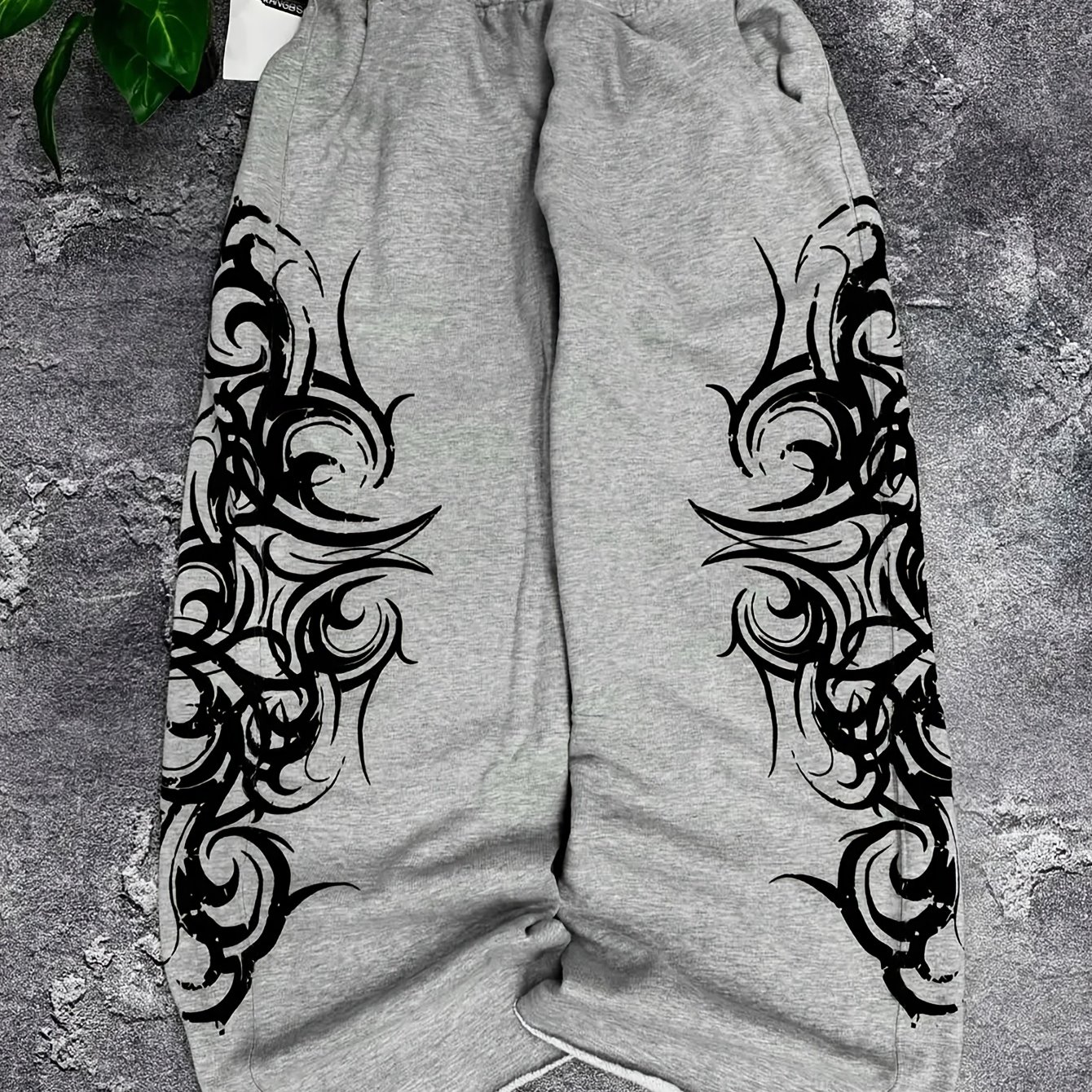 TEMU Y2k Retro Harajuku Fashion Printed Pattern Joggers, Men Women Loose Trendy Pants Vintage Casual Comfortable Durable Outdoor Trousers, Gray Loose
