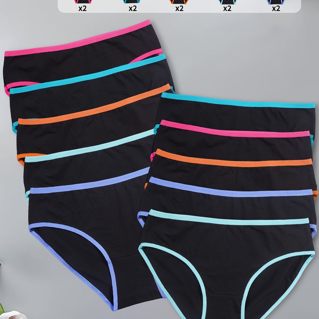 Image of Set Of 10 Women's Mid-rise Briefs - Soft And Breathable Solid-colored Underwear, Perfect For , Stylish Undergarments, Easy Design, And A Feel
