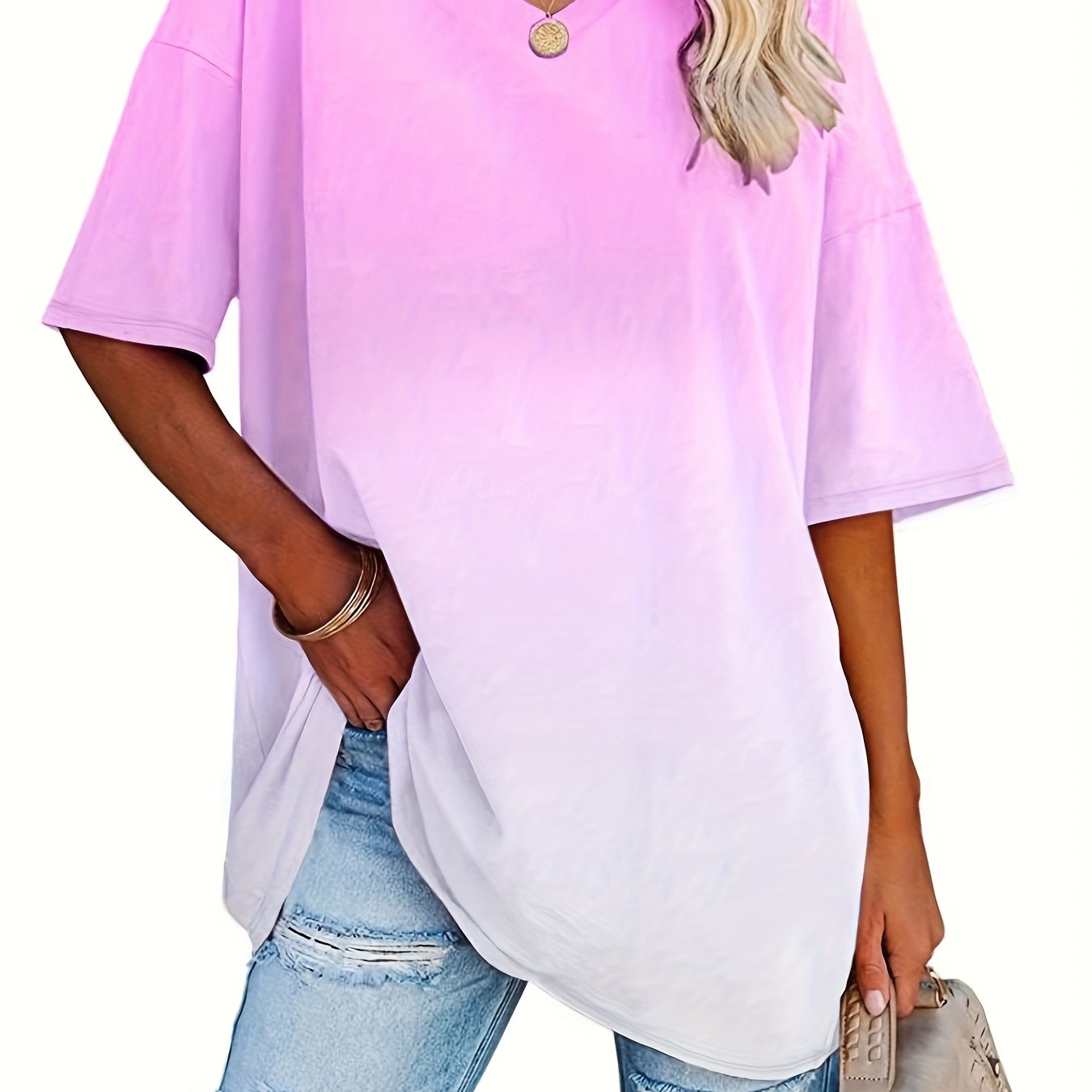 E-shop Plus Size - Plus Size - Cross-Border Europäische und Amerikanische Damenbekleidung Ausfuhr Frühling Sommer Neues Multicolor Locker Kurzarm