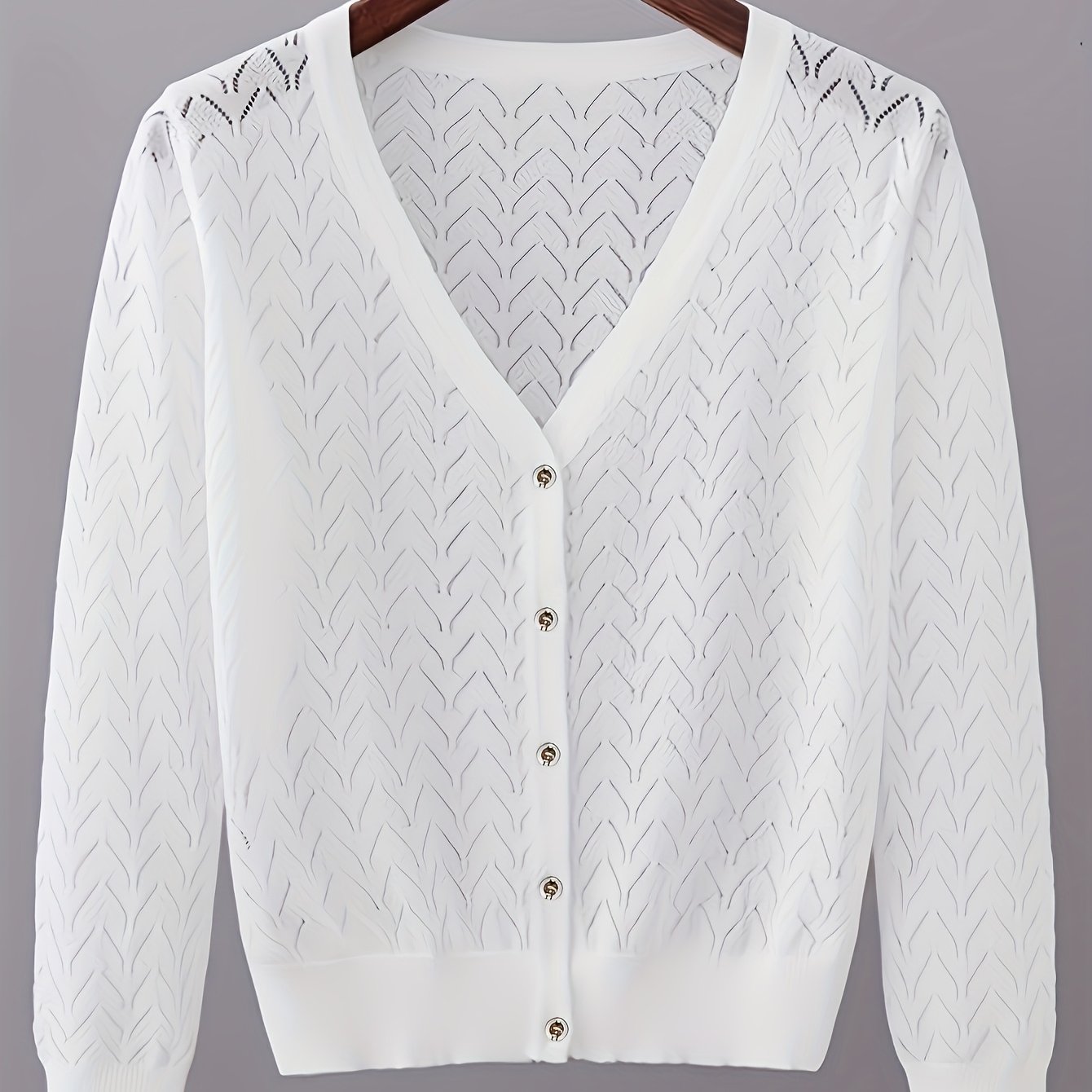 E-shop Neue vielseitige, dünne, langärmelige Cardigan mit V-Ausschnitt und Eisjacken-Design