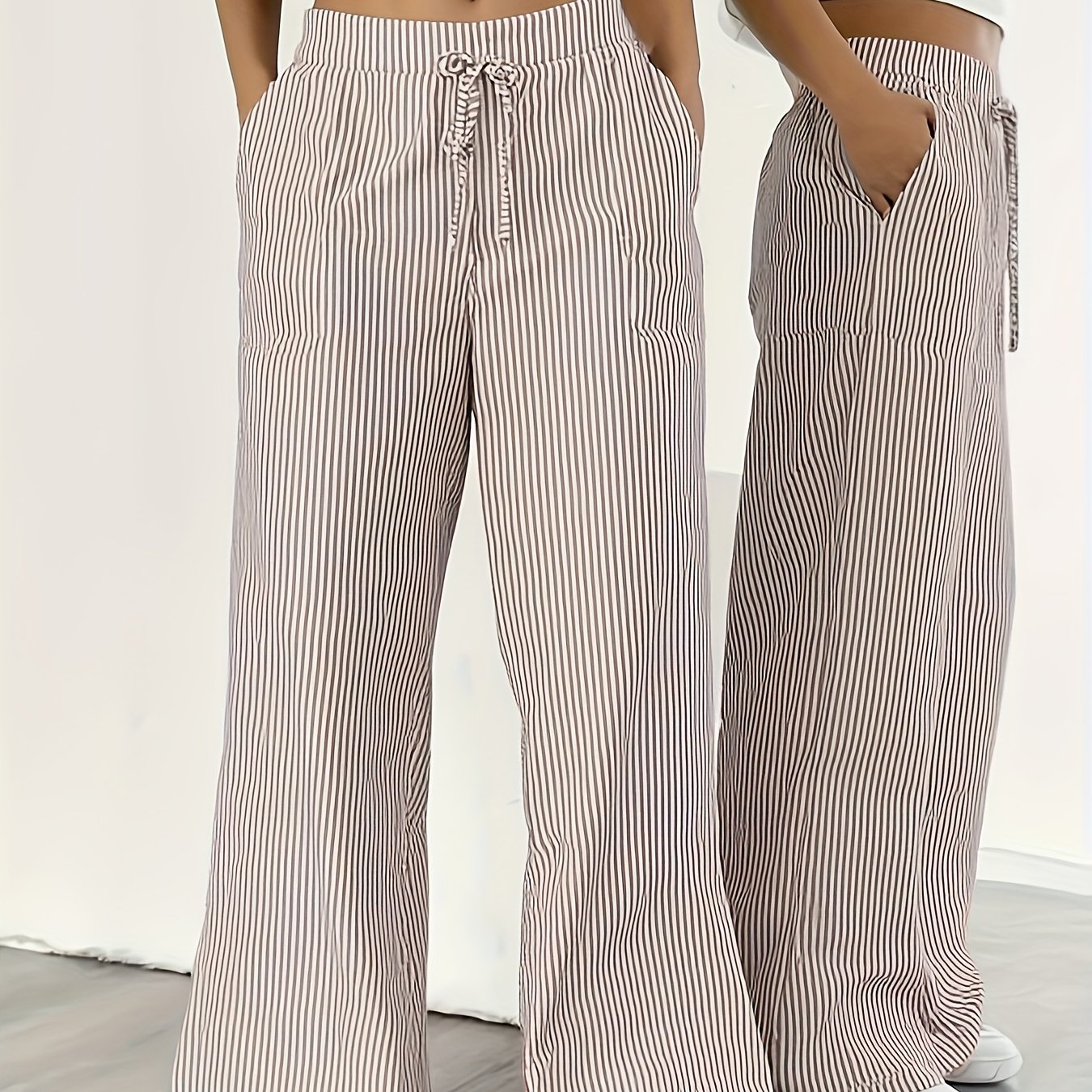 E-shop Elegante Damen Cargo Hose mit Streifen - Elegantes, lässiges Design mit Taillenbetonung, maschinenwaschbarer, nicht dehnbarer Stoff für alle