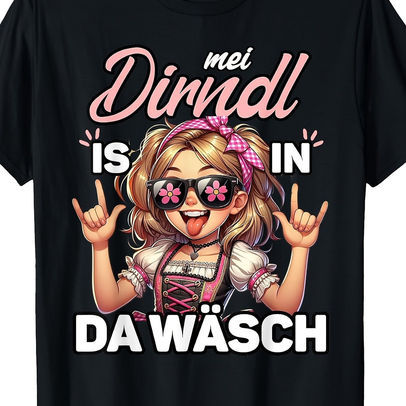 Image of Dirndl Is In Oktoberfest Costume Shirt Women T-shirt Solid Men Soft Perfect For Home|outdoor|work|gifting (birthdays|valentine's Day|mother's Day) Small-3xl Unisex