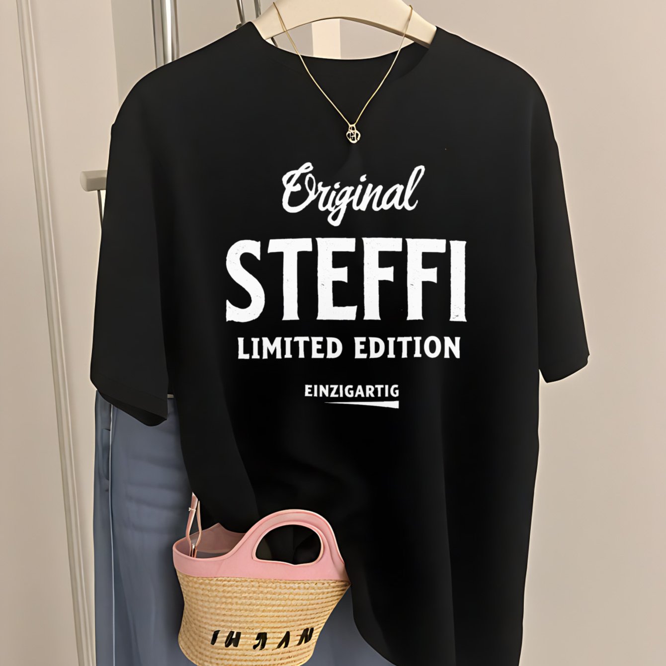 Plus Size - Edition Women's Crew Neck T-shirt In 220g, White With Print, Perfect For And Machine Washable