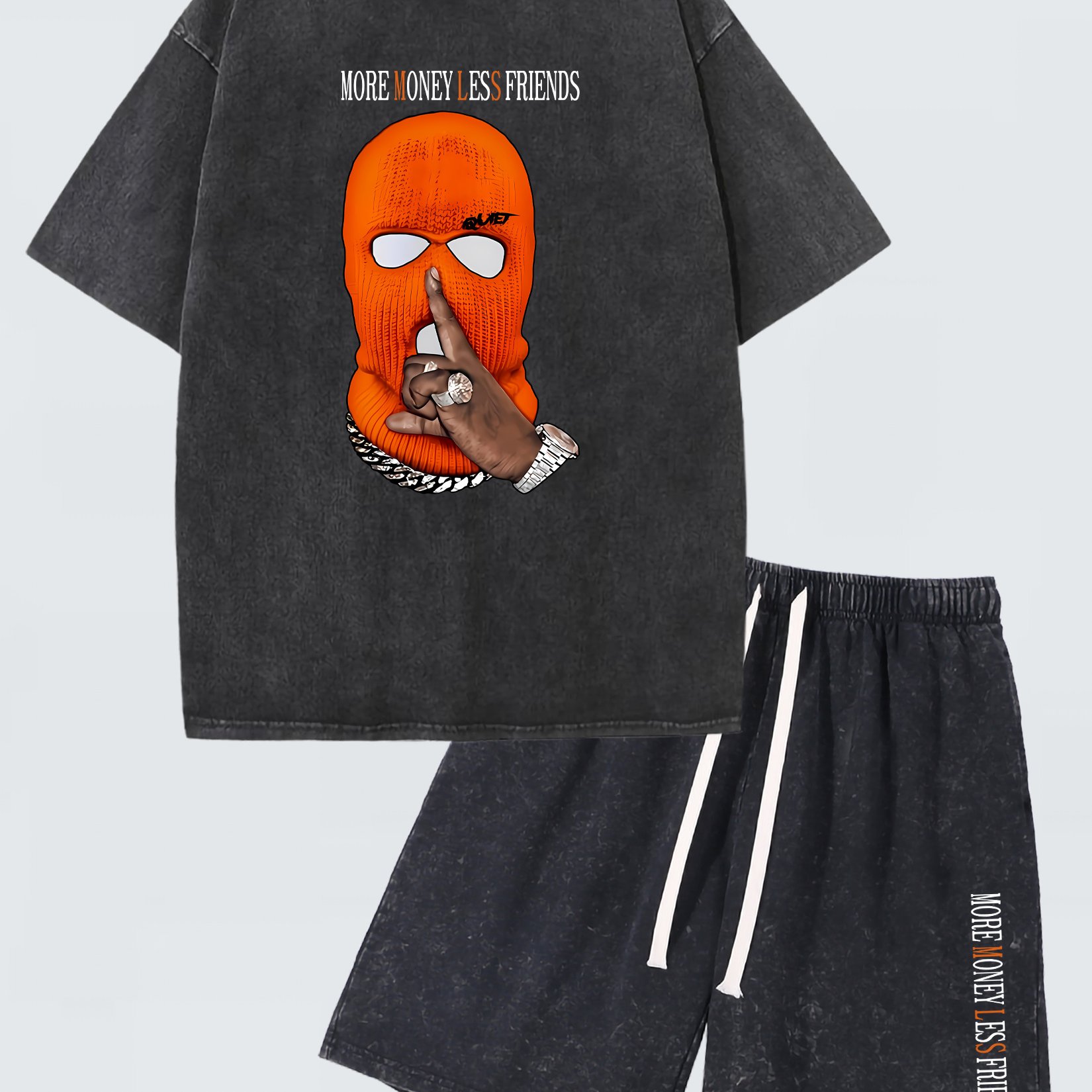 TEMU Less , Less Printing. Men's Washed Vintage Wax Dyed 230 Grams Pure Cotton T-shirt, 290 Grams Washed Vintage Shorts, In Summer With A Thickness Of Shorts T-shirt Casual Set