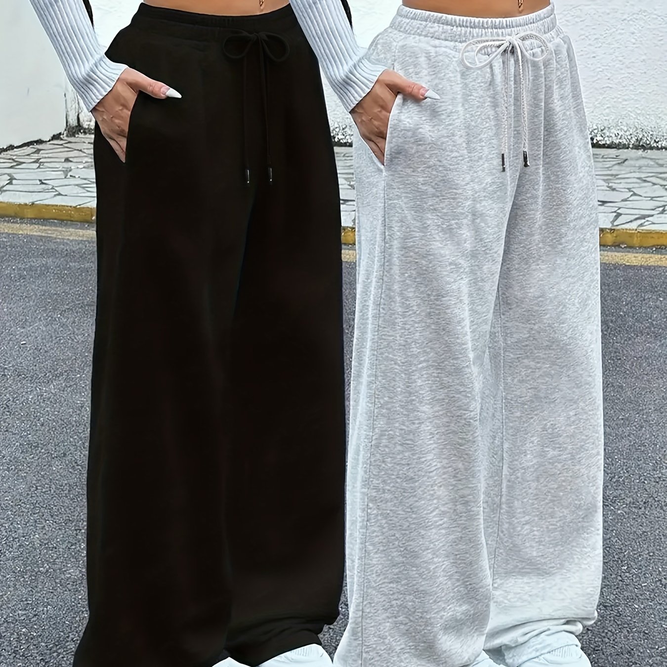 TEMU 2pcs Women's Oversized Athletic Set - Heavyweight 100% Sweatsuit With Drawstring Joggers & Matching Sweatshirt | Gym & Casual Outfit | Solid |