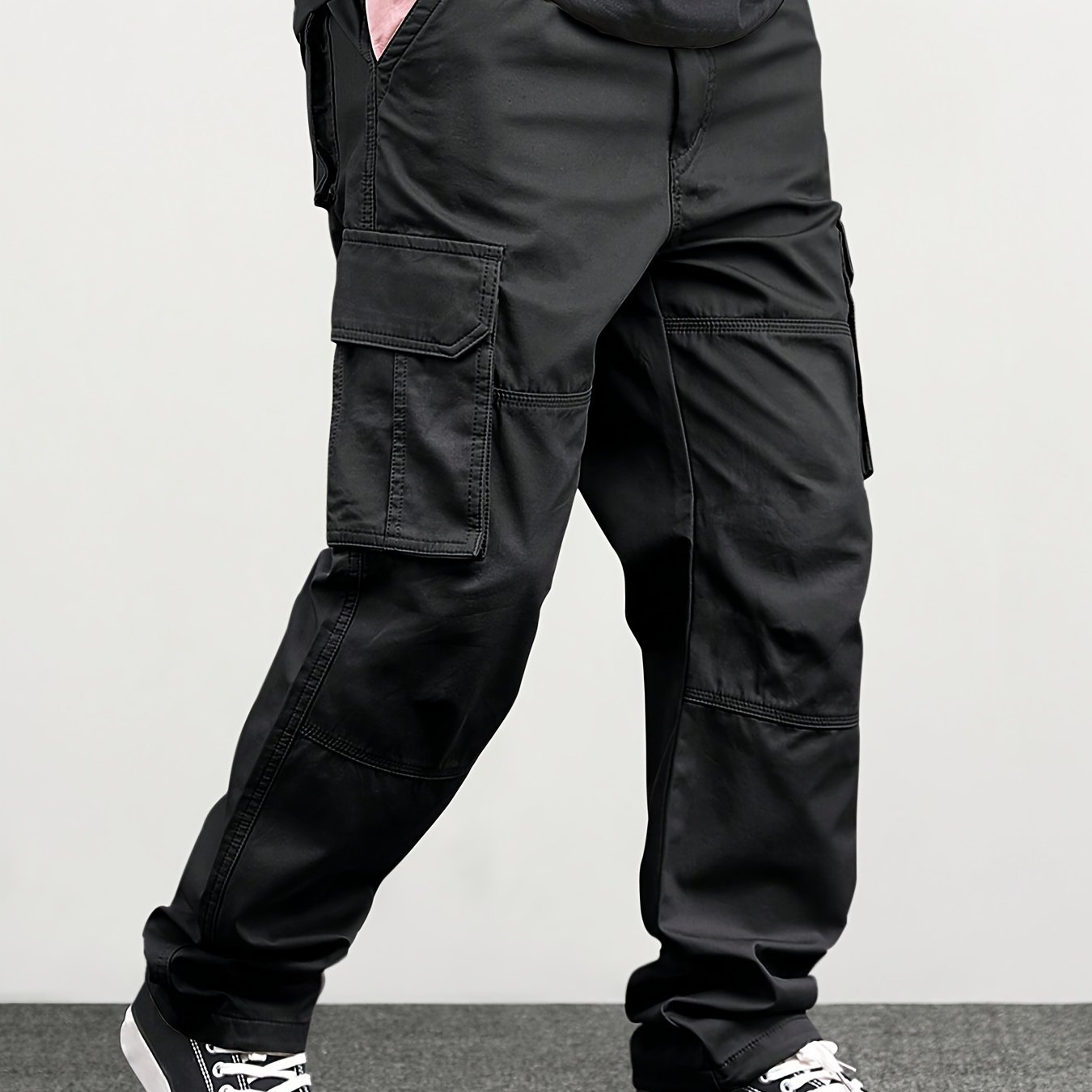 TEMU Pants Multiple Flap , Straight-leg, Drawstring Waist, Fit For Hiking, , Streetwear, And Camping