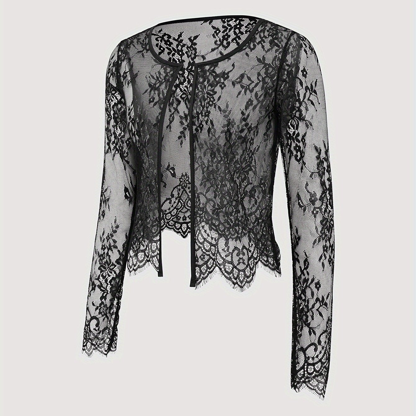 4.13 Open Front Sheer Lace Jacket