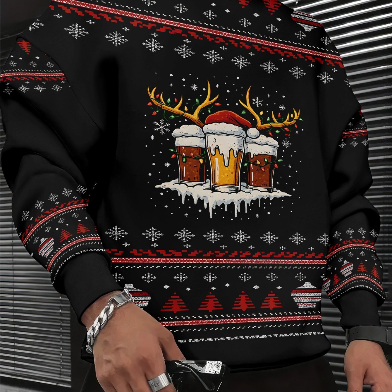TEMU Christmas 3d Printed Men's Crew Neck Long Sleeve Sweatshirt, A For Holiday Gifts, Plus Size, Mens Gifts Ideas