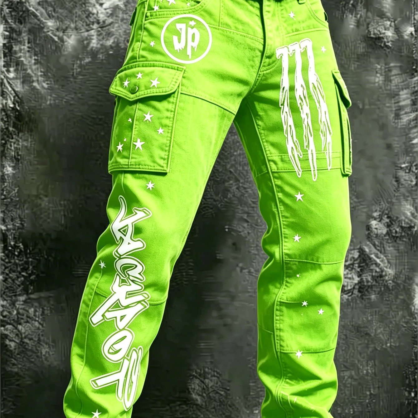 Image of Men's Digital Printed Loose Fit Cargo Pants, Street Hip Hop Style Casual Daily Skateboarding Trousers