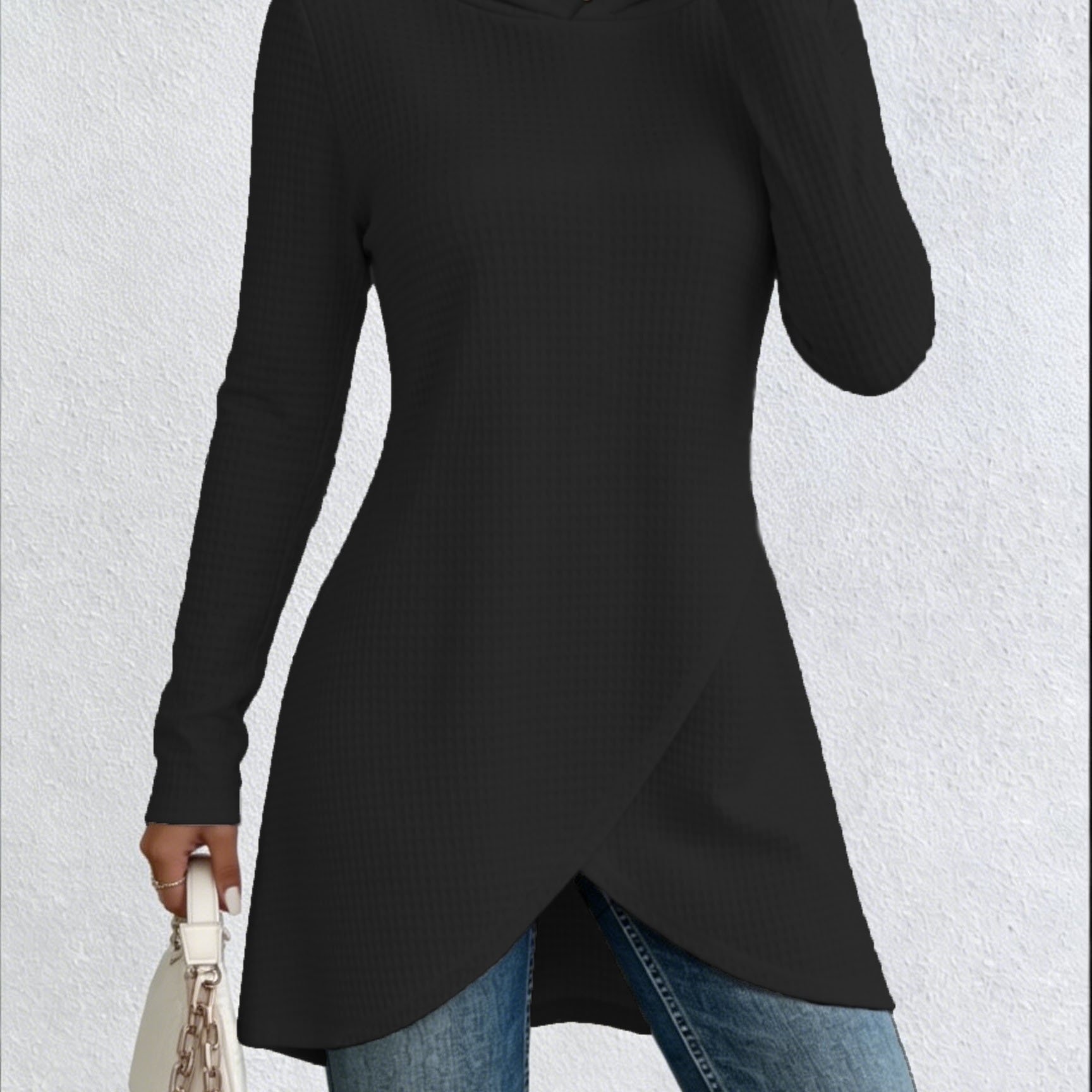 TEMU Derivative Directional + Women's Fashion Temperament Skin-friendly Waffle Hooded Women's Top