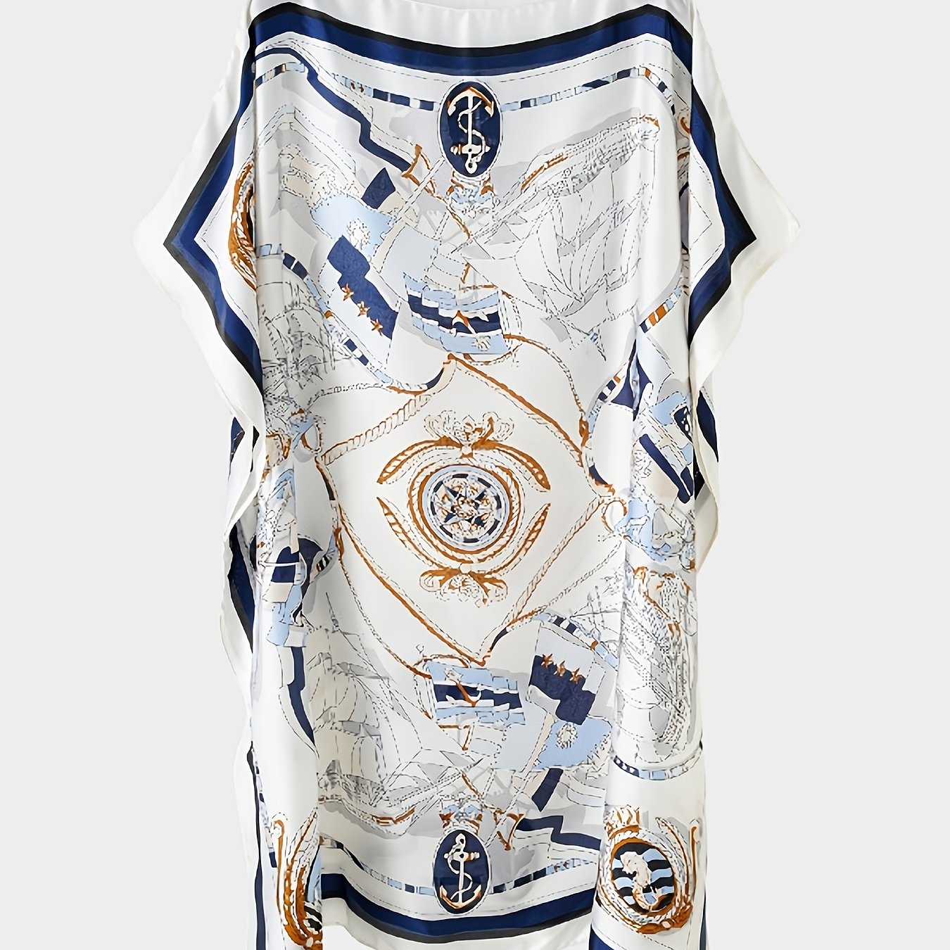 TEMU Satin Women's Summer Travel Geometric Paisley Print Sunscreen Cover-up Bohemian Style Plus Size Tool! Loose Breathable Versatile Cover-up