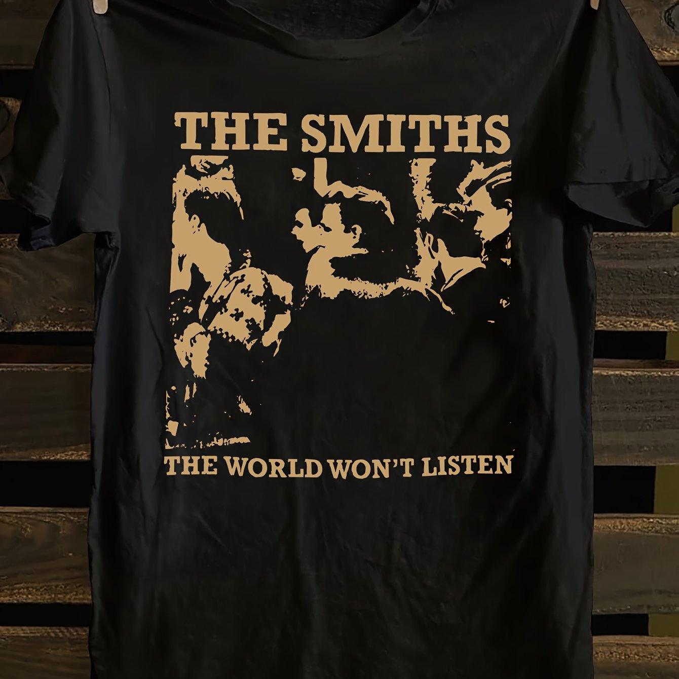 TEMU Women's " - The World Won't Listen" Graphic Print T-shirt - Casual Short Sleeve Crew Neck, Black With Golden Text & Design, Summer & Spring Top,