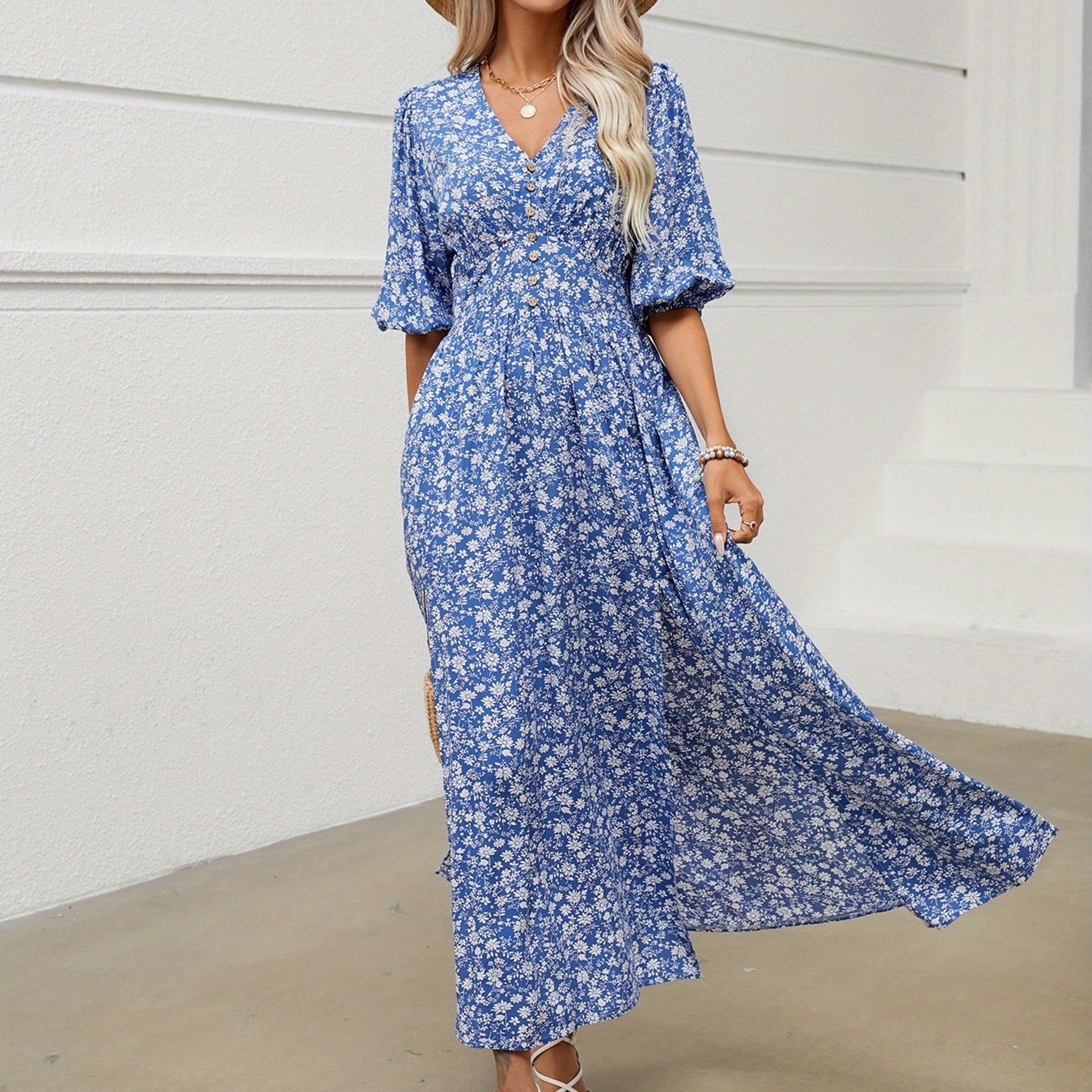 TEMU Women's Flowy Maxi Skirt Summer Casual Long Skirts