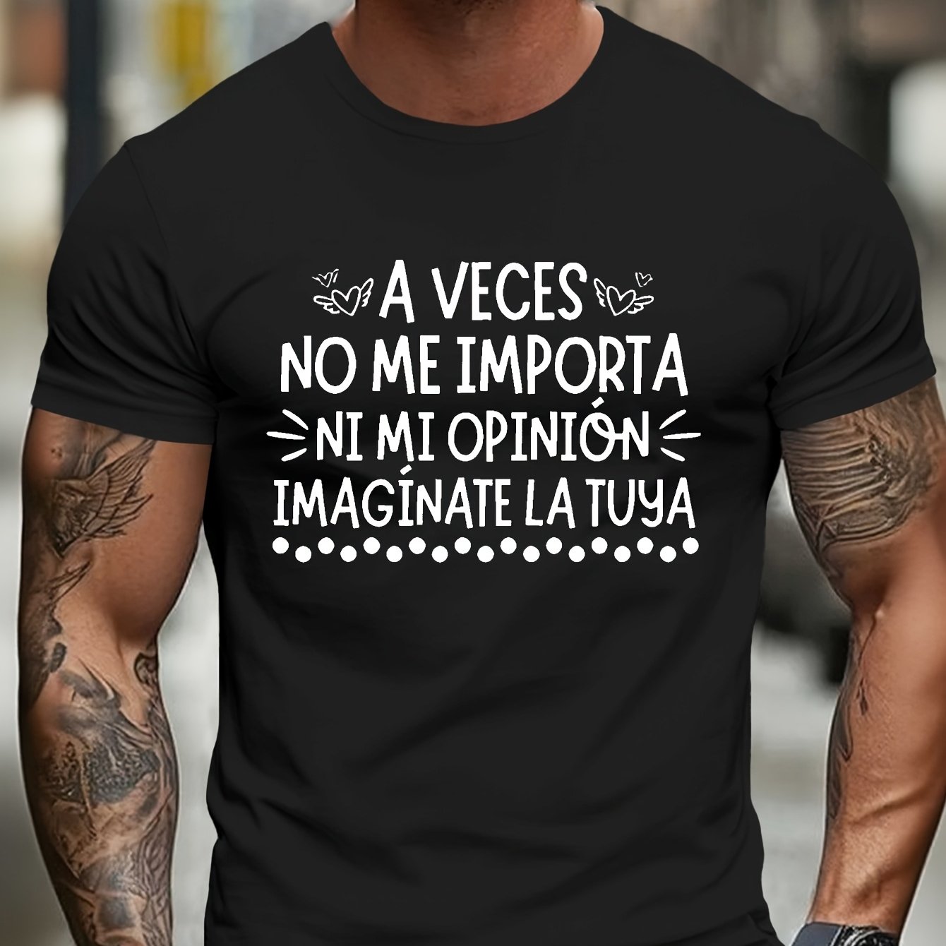 TEMU Camiseta de hombre de talla grande con diseño arrugado y una humorística en español