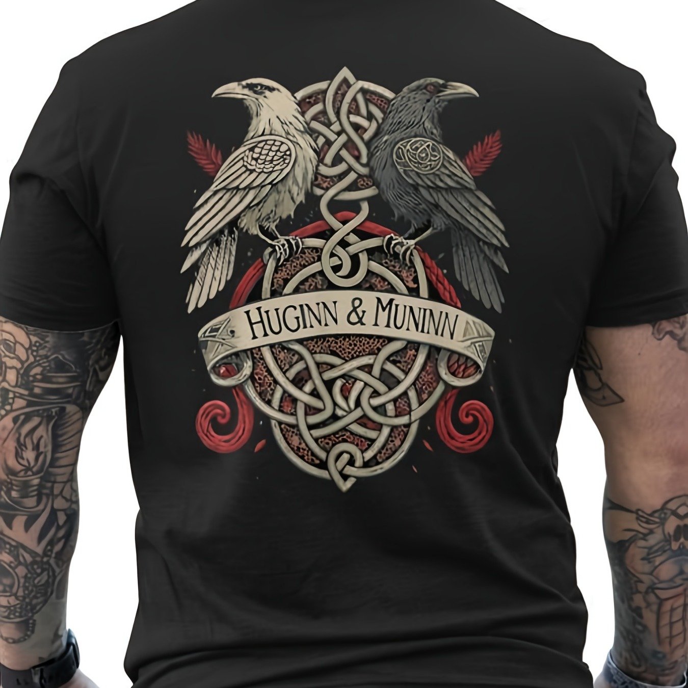 Image of & Knot Men's T-shirt With Back Print | Casual Crew Neck, Regular Fit, Long Sleeve, Stretch Fabric, Perfect Gift For