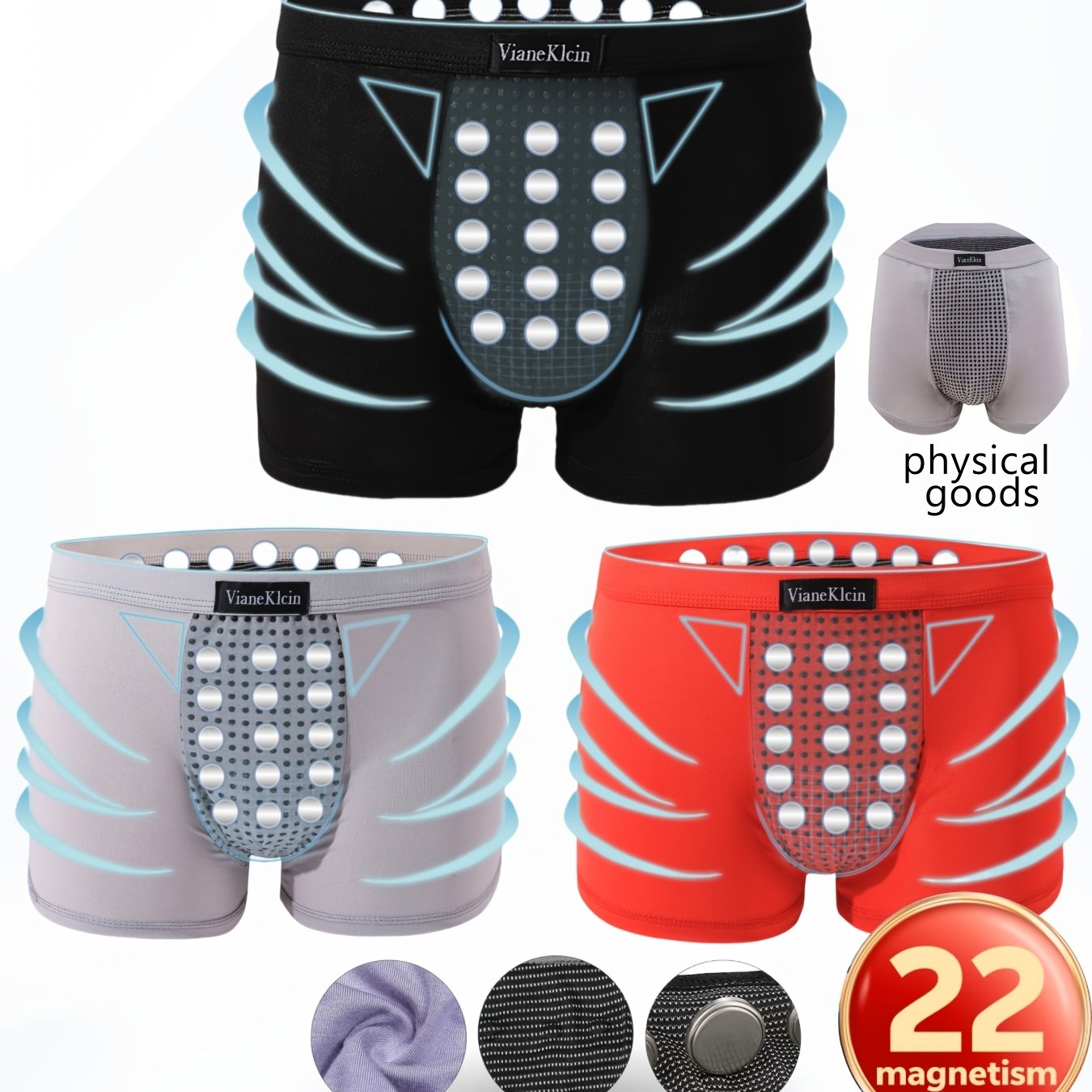 TEMU Random 1pc Men's Magnetic Sports Boxer Briefs With Graphene Technology - Breathable Quick-dry Moisture-wicking Underwear, Modal Fabric , Teen