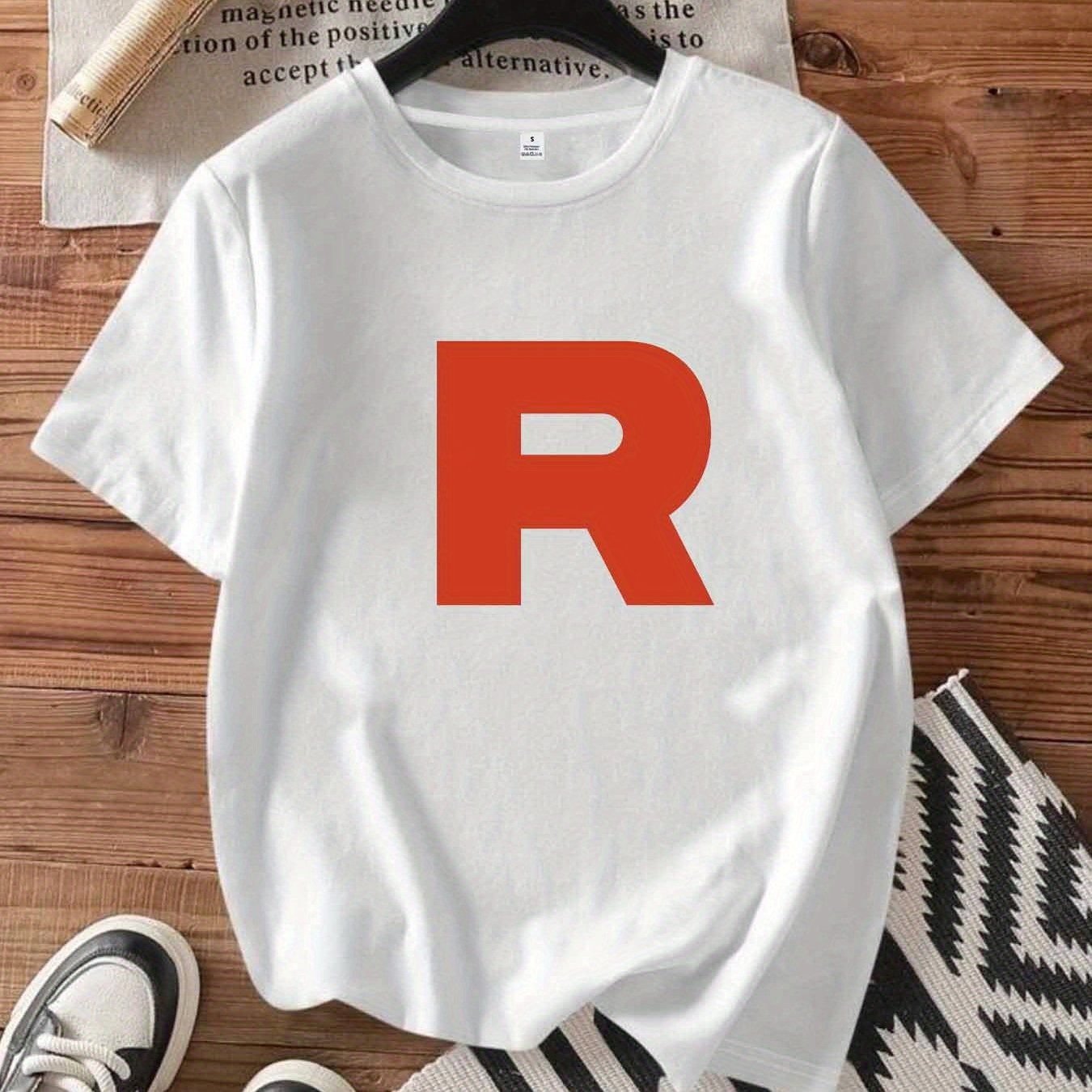 TEMU Women's Short Sleeve T-shirt With A Round Neck Featuring A Letter , Designed As A Fashionable Graphic Tee. This Elastic Top Is Suitable For