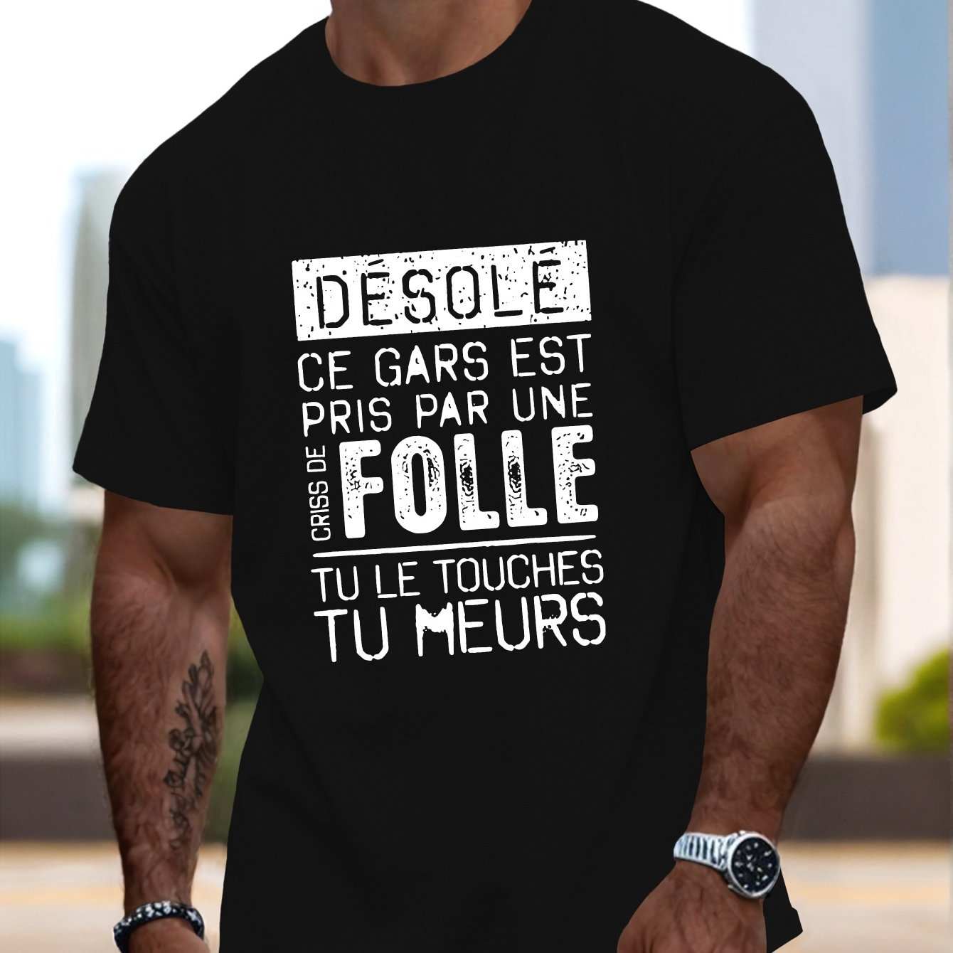 TEMU T-shirt humoristique français pour homme à manches courtes, haut d'été