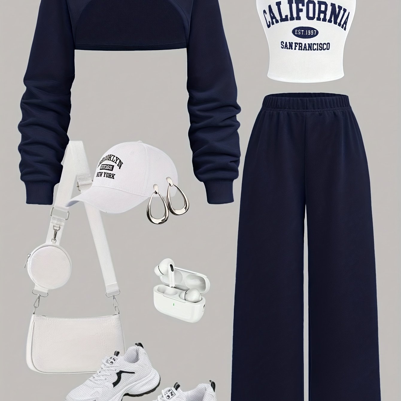 TEMU Women'-piece Set Featuring Stylish Letter Print And Elegant Casual Design With Suspenders