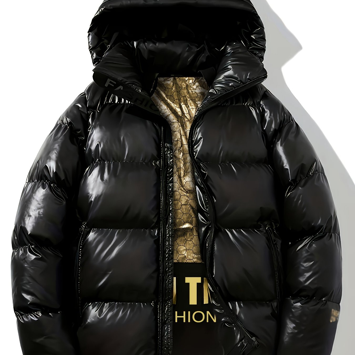 E-shop Schwarze goldene Jacke - Brotanzug Herbst Winter Neues lockeres dickes vielseitiges lässiges cooles Mantel