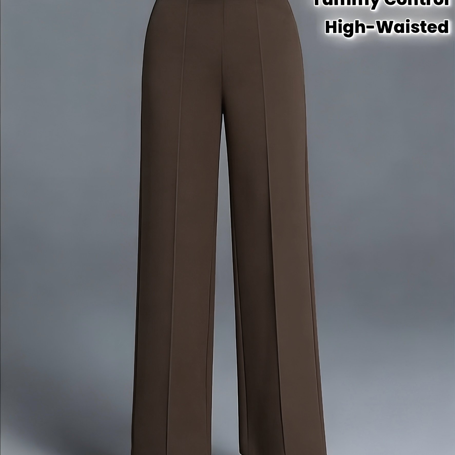 TEMU Women's High-waisted Wide-leg Tummy Control Pants With Lifting Technology, Elastic Straight Leg Workout Trousers, Smoothing Gym & Casual Attire,