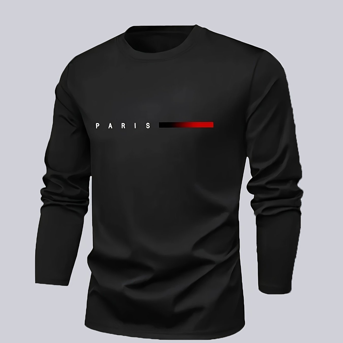 TEMU T-shirt à manches longues pour homme avec imprimé lettre , col ras du cou, séchage rapide, élégant et décontracté pour l'été