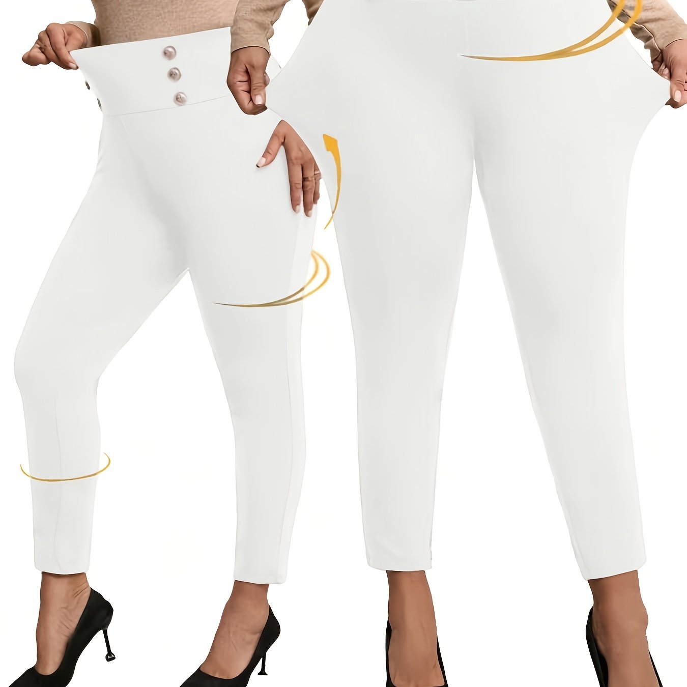 E-shop Plus Size - Plus Size - Plus Size Doppelreißverschluss Elastische Skinny Hosen | , Mittlere Stretchqualität, Unifarben, Ganzjahresartikel,